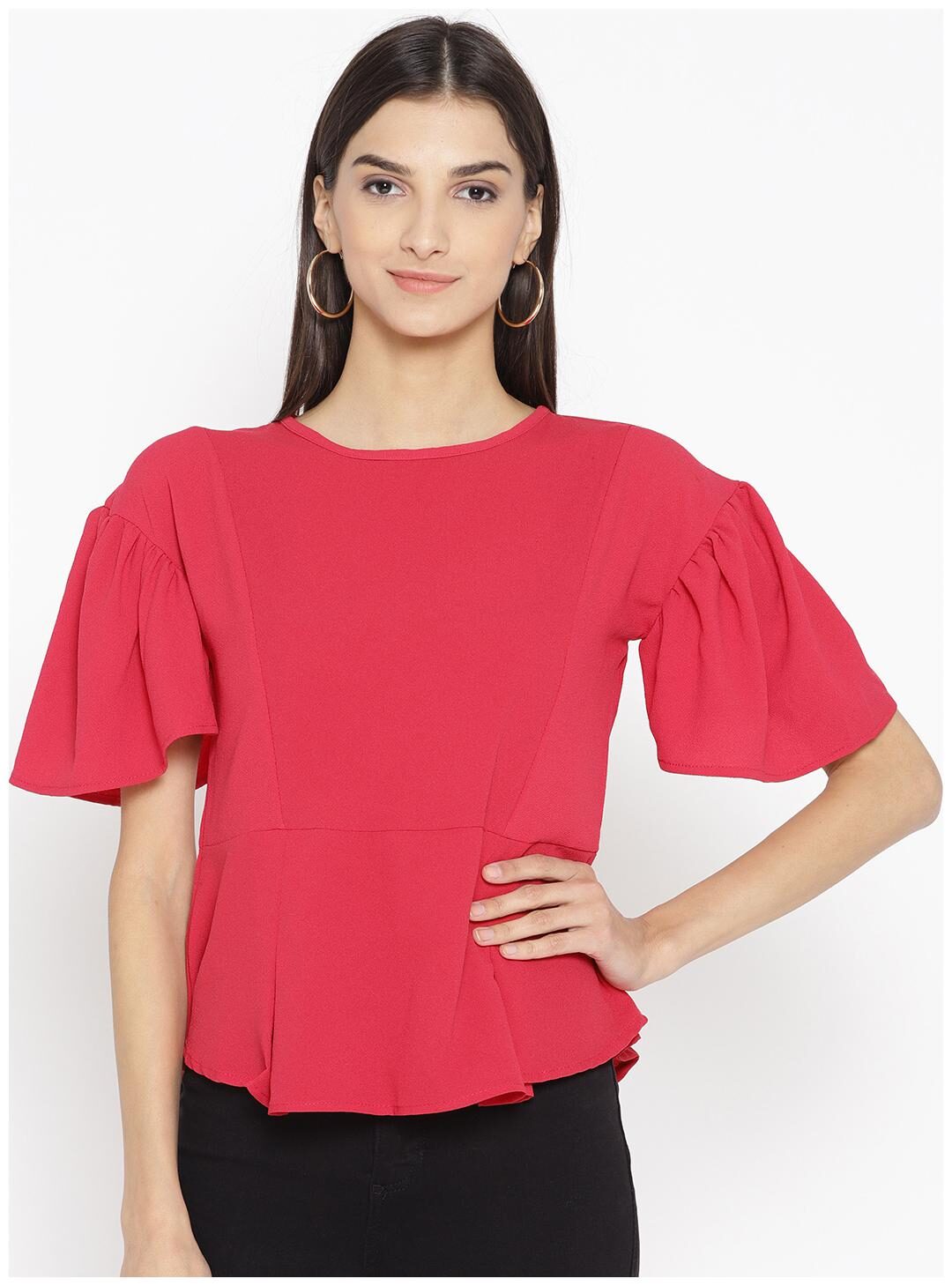 

Cayman Women Solid Peplum top - Pink