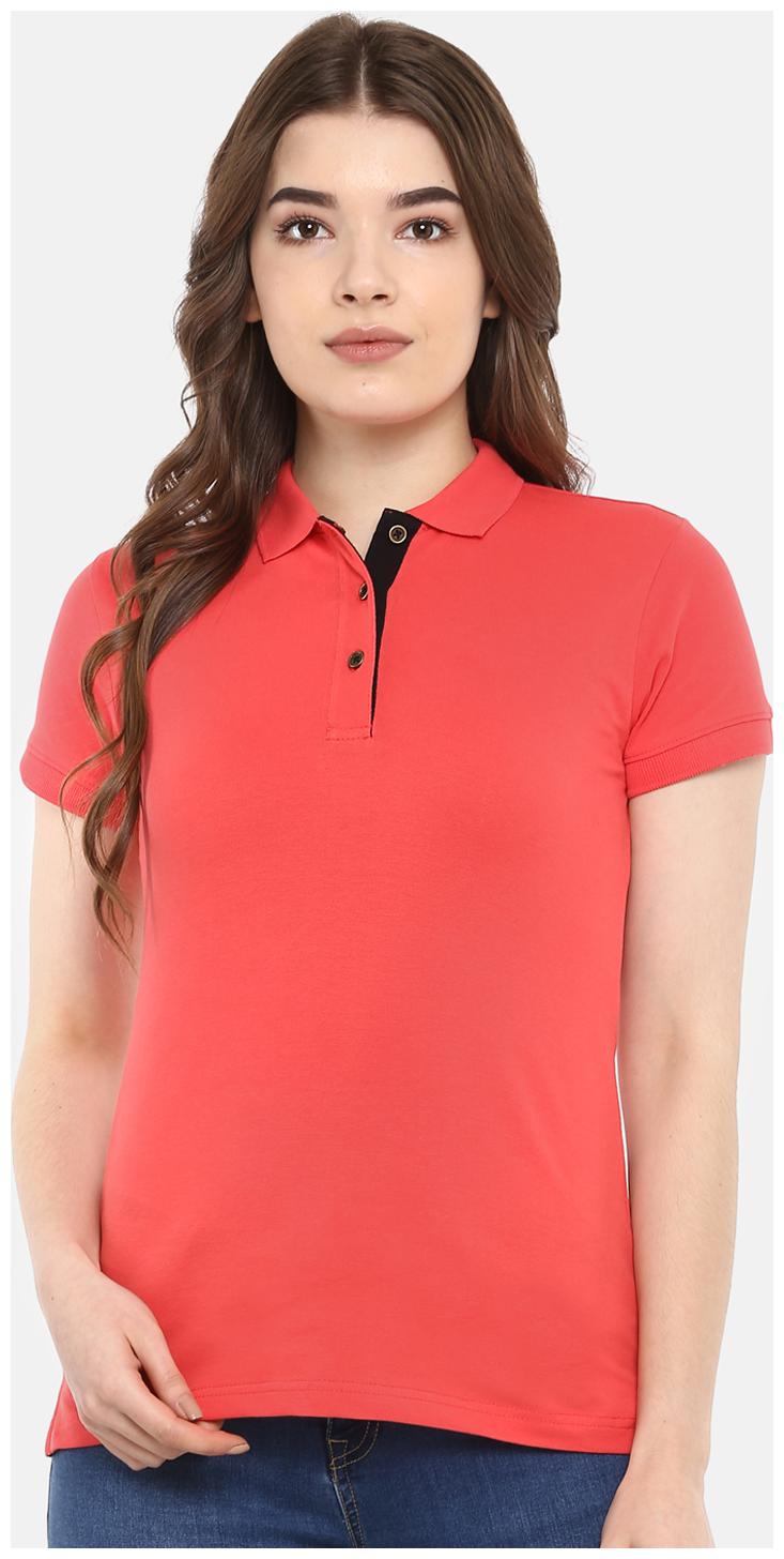 

Cayman Women Pink Regular fit Polo neck Cotton T shirt