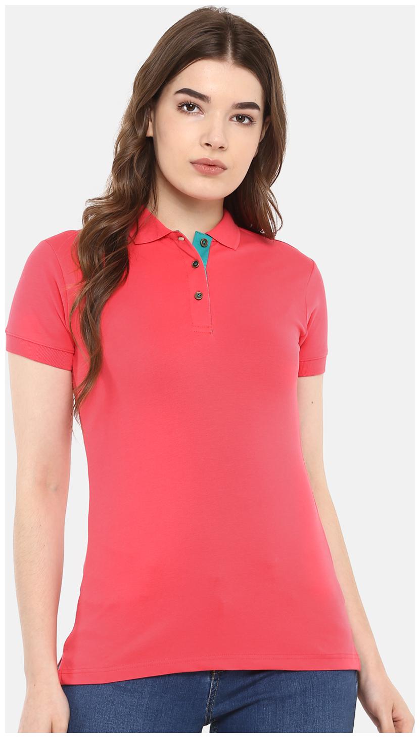 

Cayman Women Pink Regular fit Polo neck Cotton T shirt