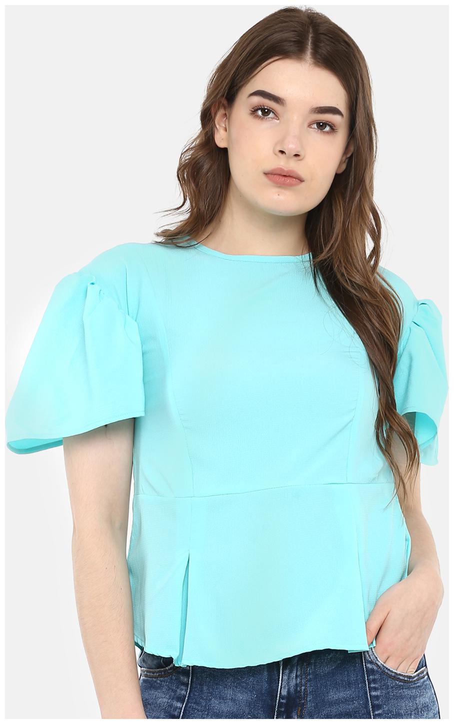 

Cayman Women Solid Peplum top - Blue