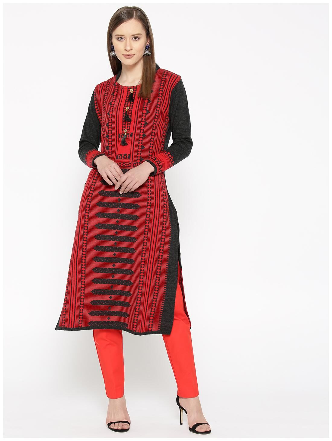 

Cayman Women Red Printed Regular Kurta