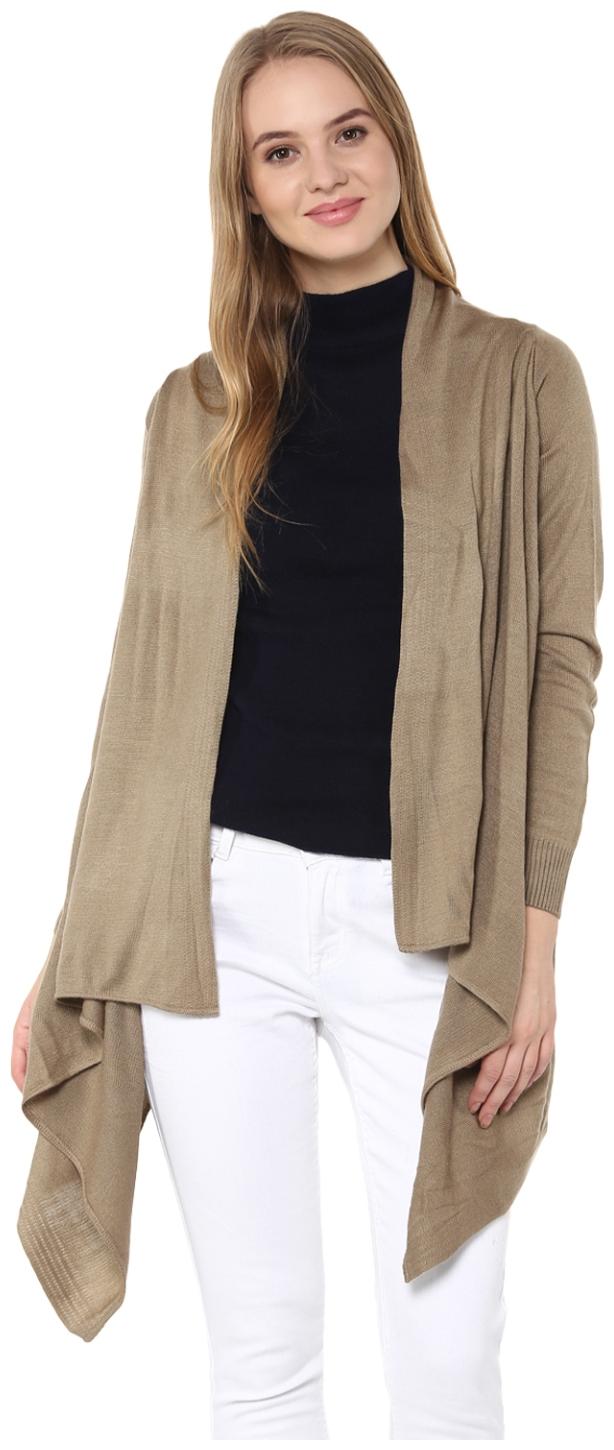 

Cayman Women Taupe Solid Woollen Shrug