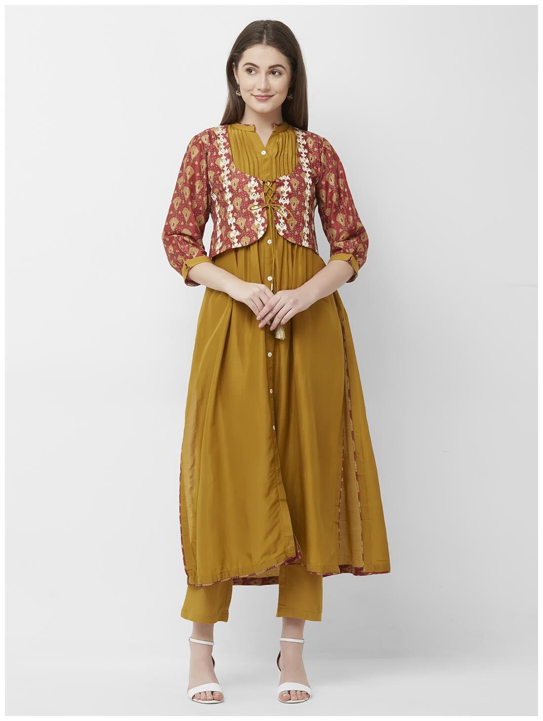 

CELEBRATION Women s Embroidered Yelllow Kurta-Pant Set
