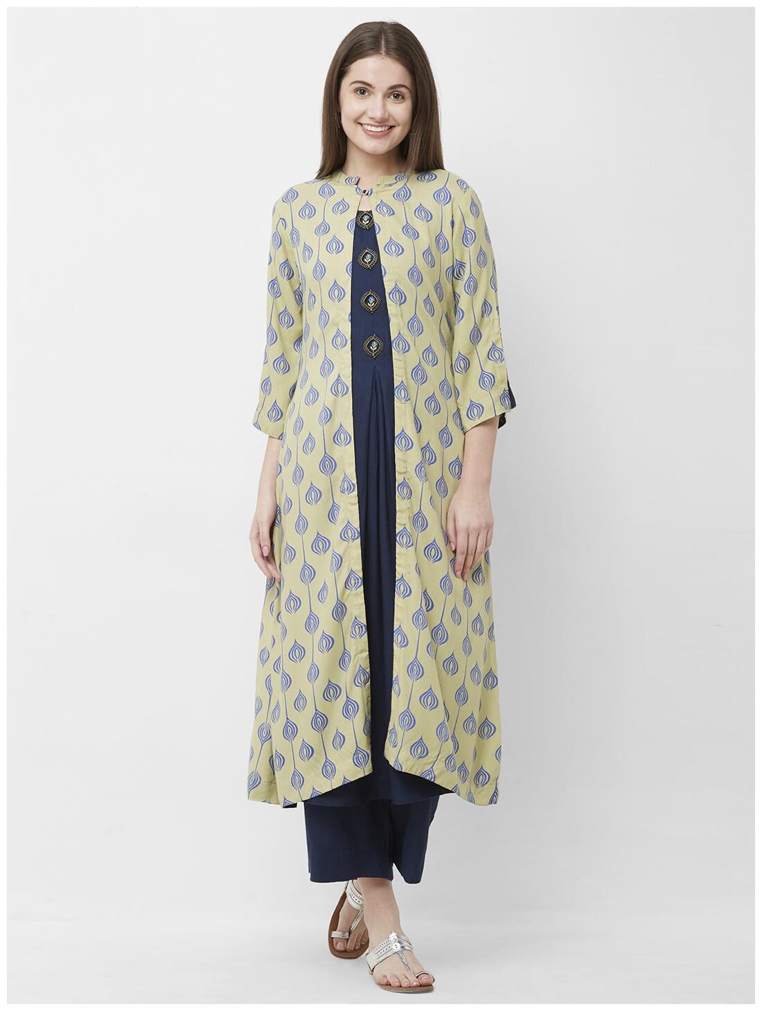 

Celebration Women Blue Printed Straight Kurta With Palazzo