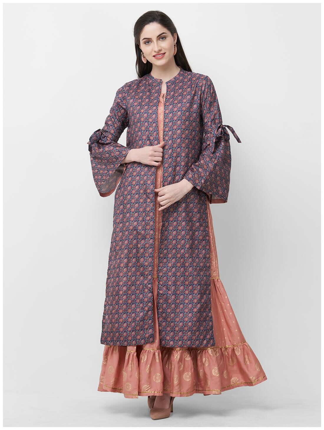 

Celebration Women Peach Floral Straight Kurta