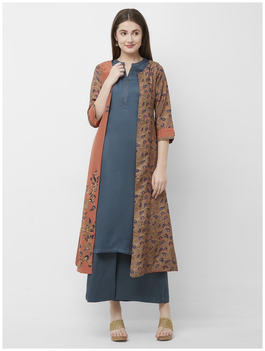 

Celebration Women Blue Printed Straight Kurta With Palazzo
