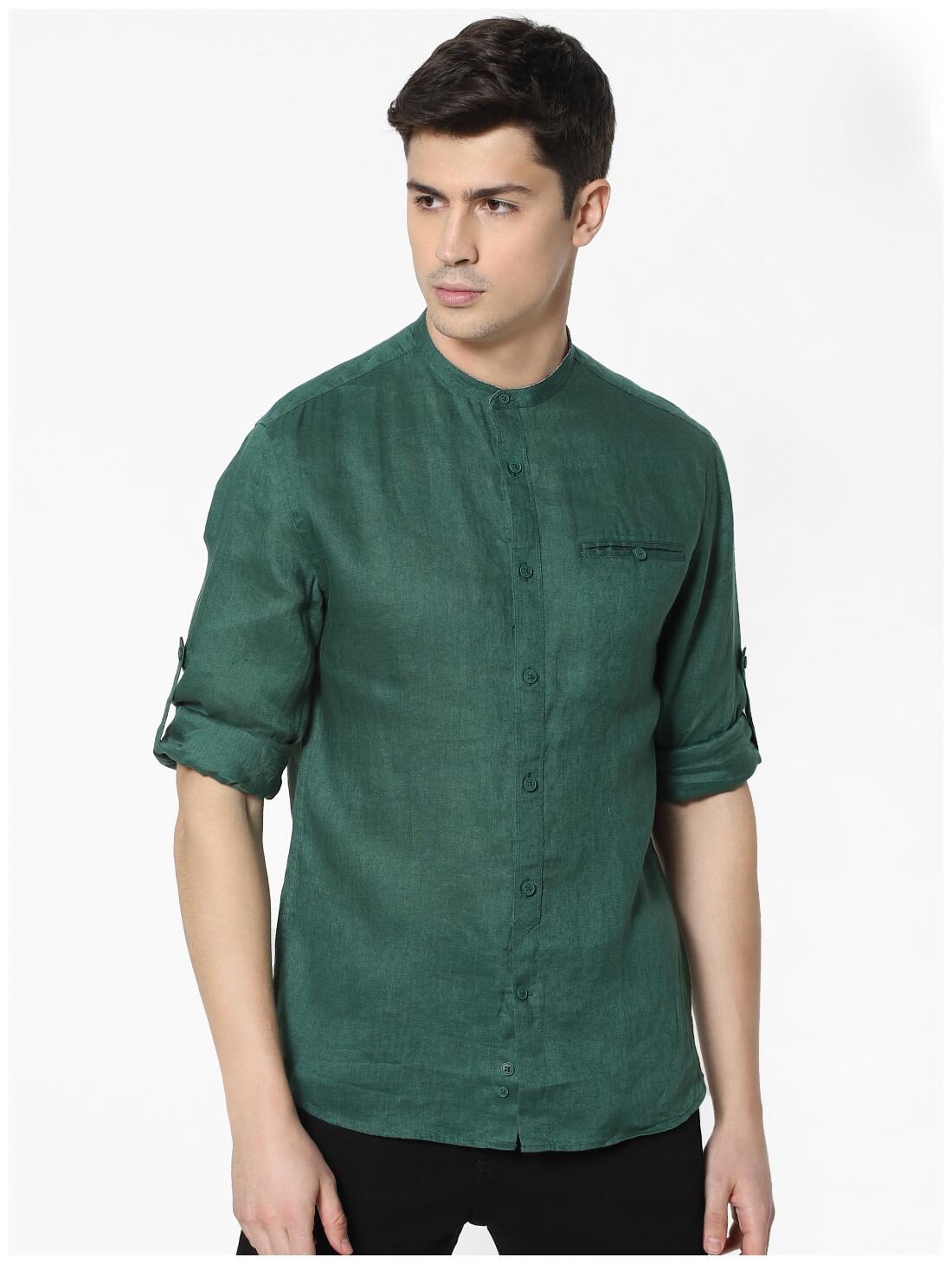 

Celio Men Green Solid Regular Fit Casual Shirt
