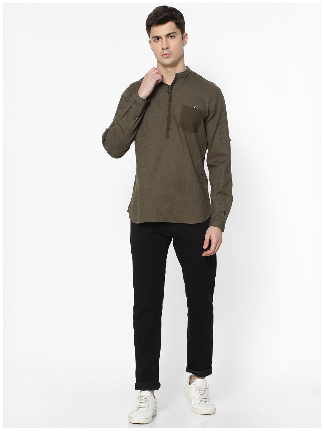 

Celio Men Olive Cotton Solid Shirt