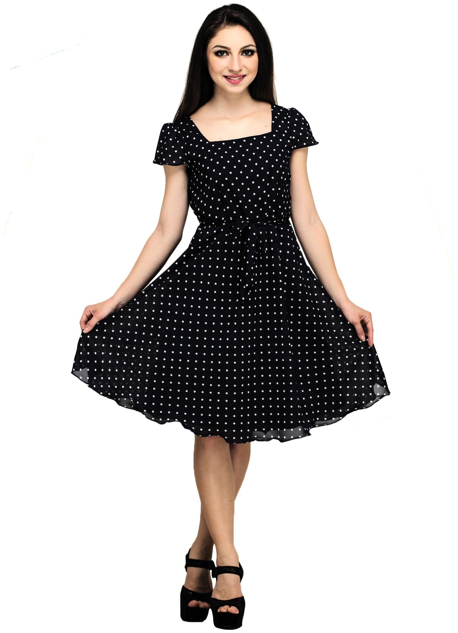

Desi Knots Black Printed A-line dress