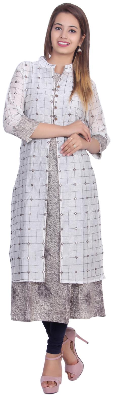 

Mehsoos Women White Embroidered Straight Kurta