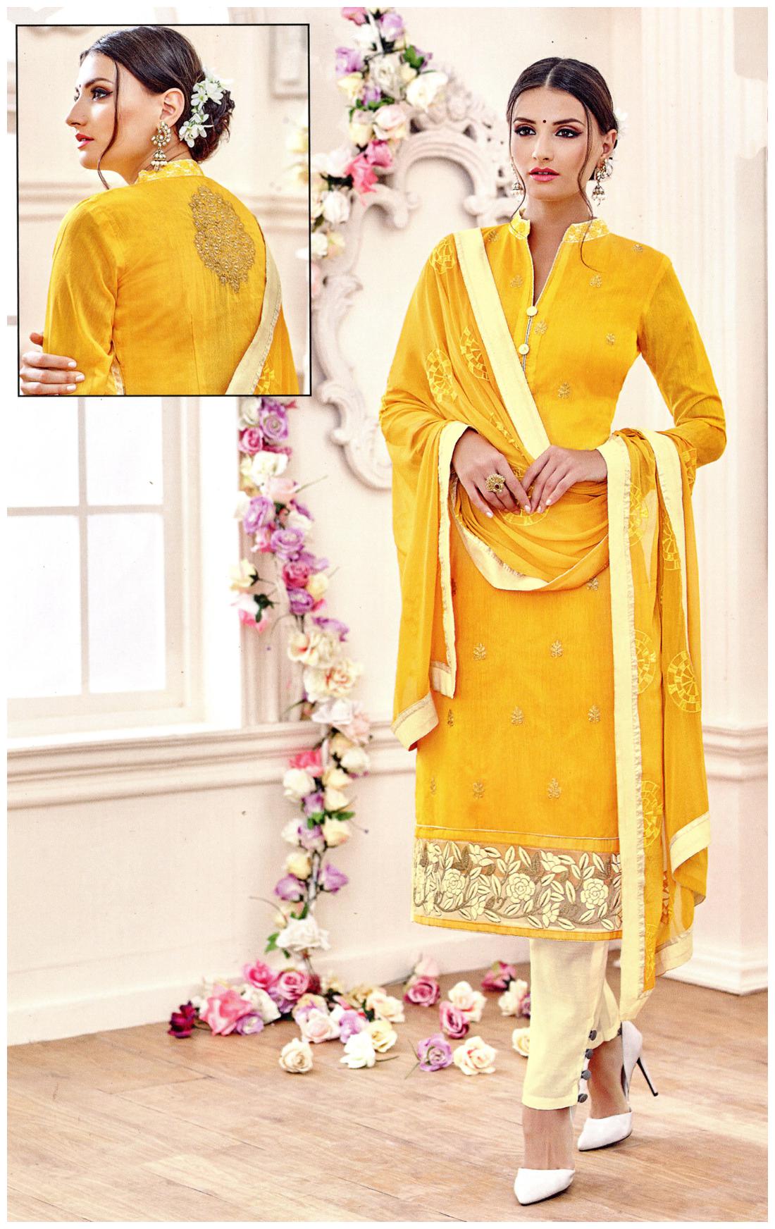 

Chanderi Silk Embroidered Salwar Suit