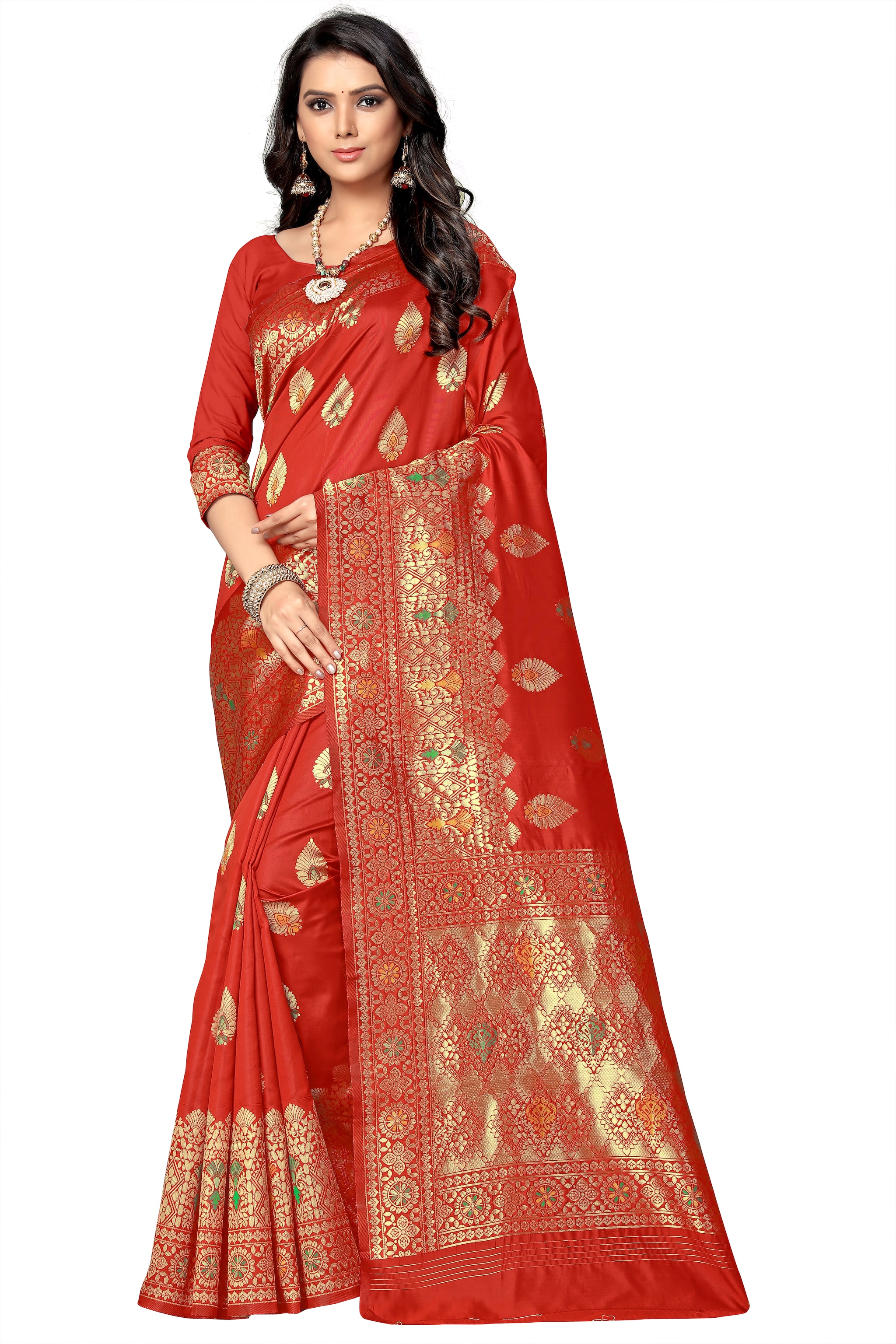 

Charmer Silk Red Woven Regular Saree For Women