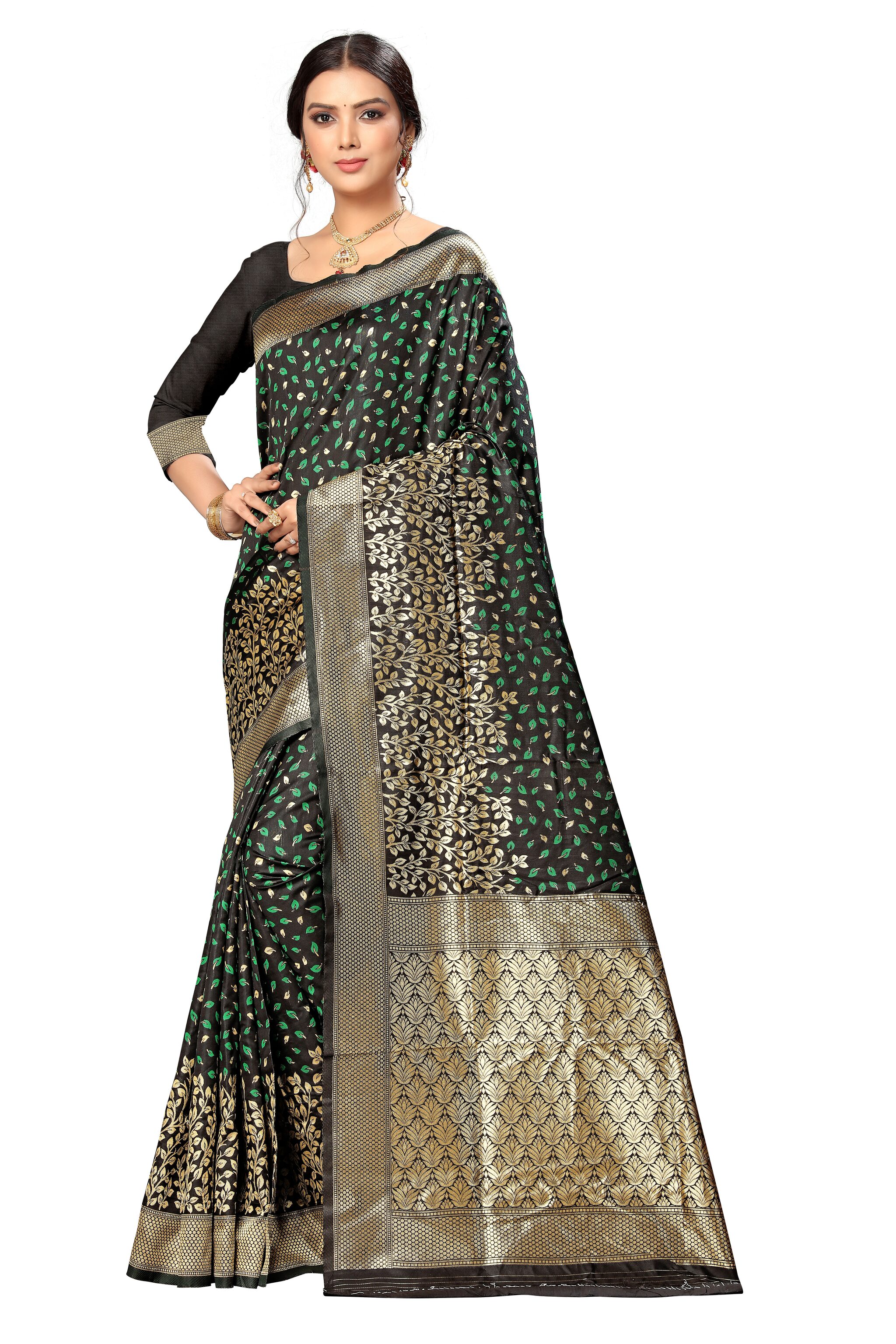 

Charmer Silk Black Woven Regular Saree For Women