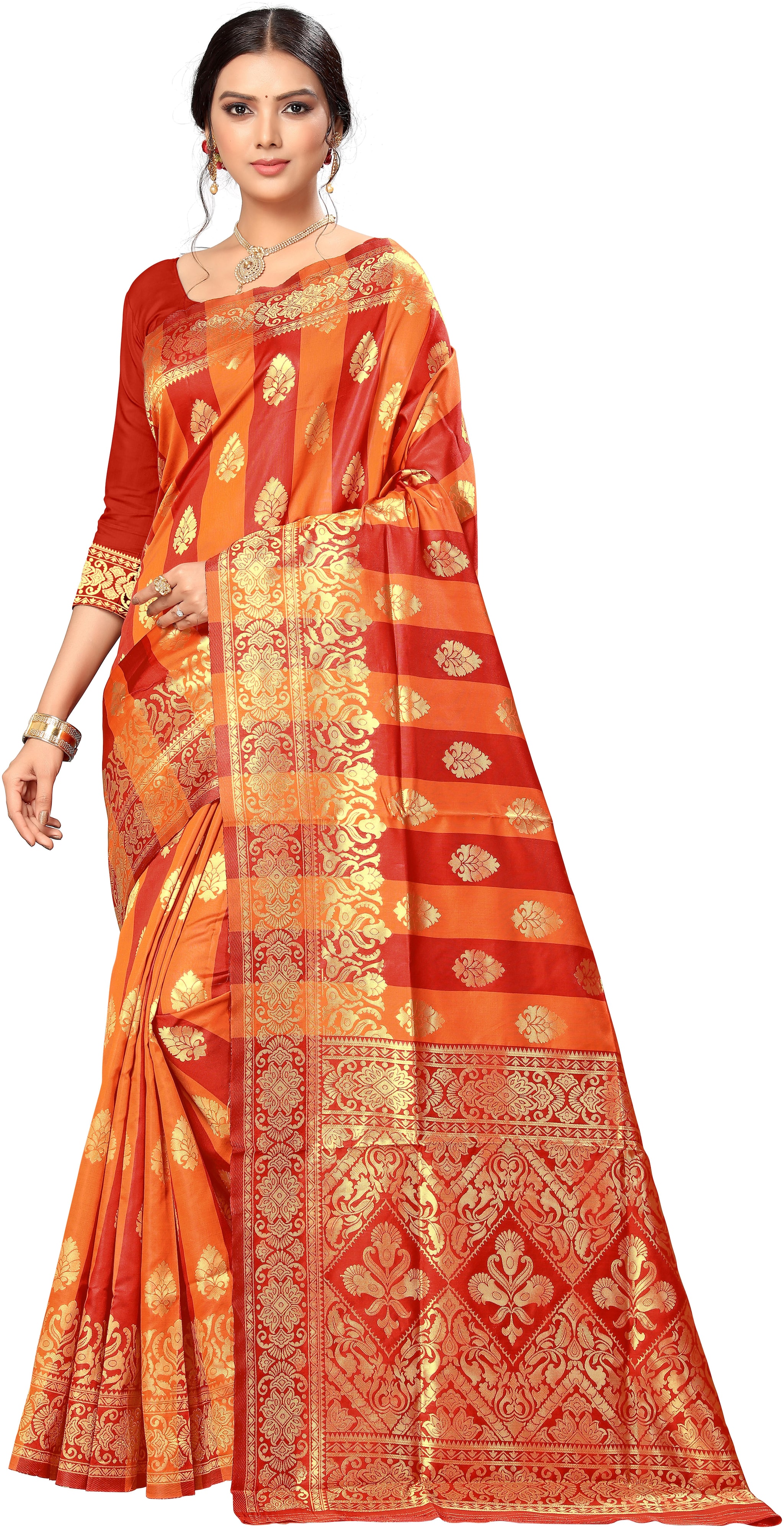 

Charmer women Silk Woven Multi Regular Saree With Blouse
