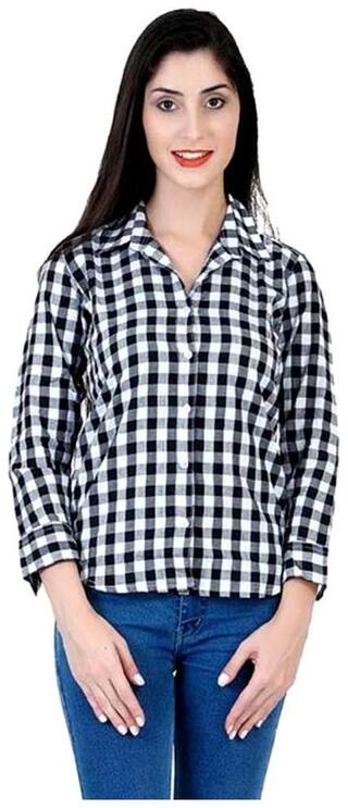 RAFFLESIA TOLPIS Women Black & White Checked Regular Fit Shirt