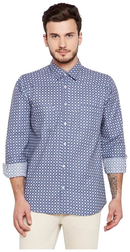 

OXOLLOXO Men Blue Printed Regular Fit Casual Shirt