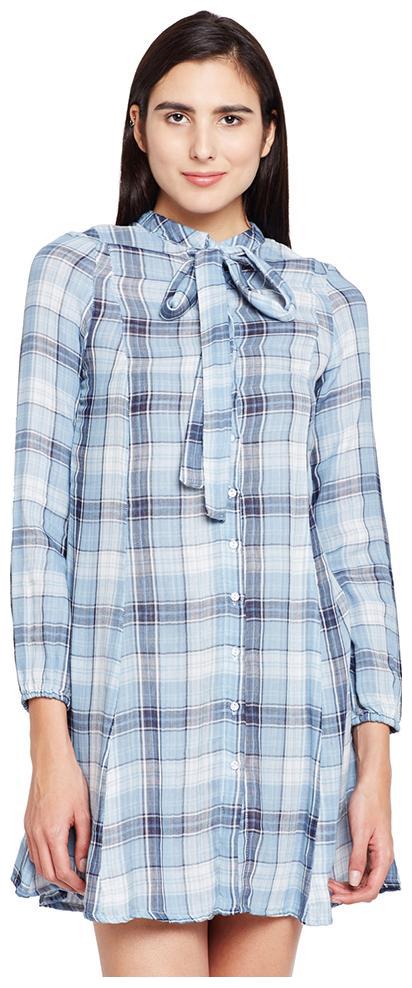 

OXOLLOXO White Checked Shirt dress