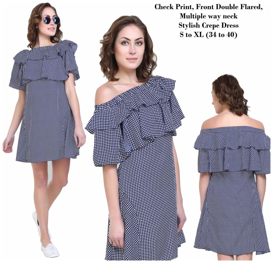 

Chrome Coral Multi Checked A-line dress