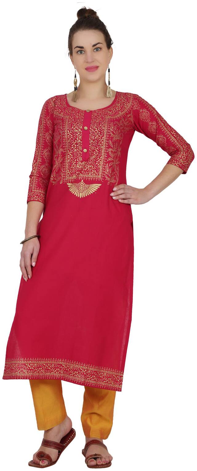 Cheera Women Pink Solid Straight Kurti