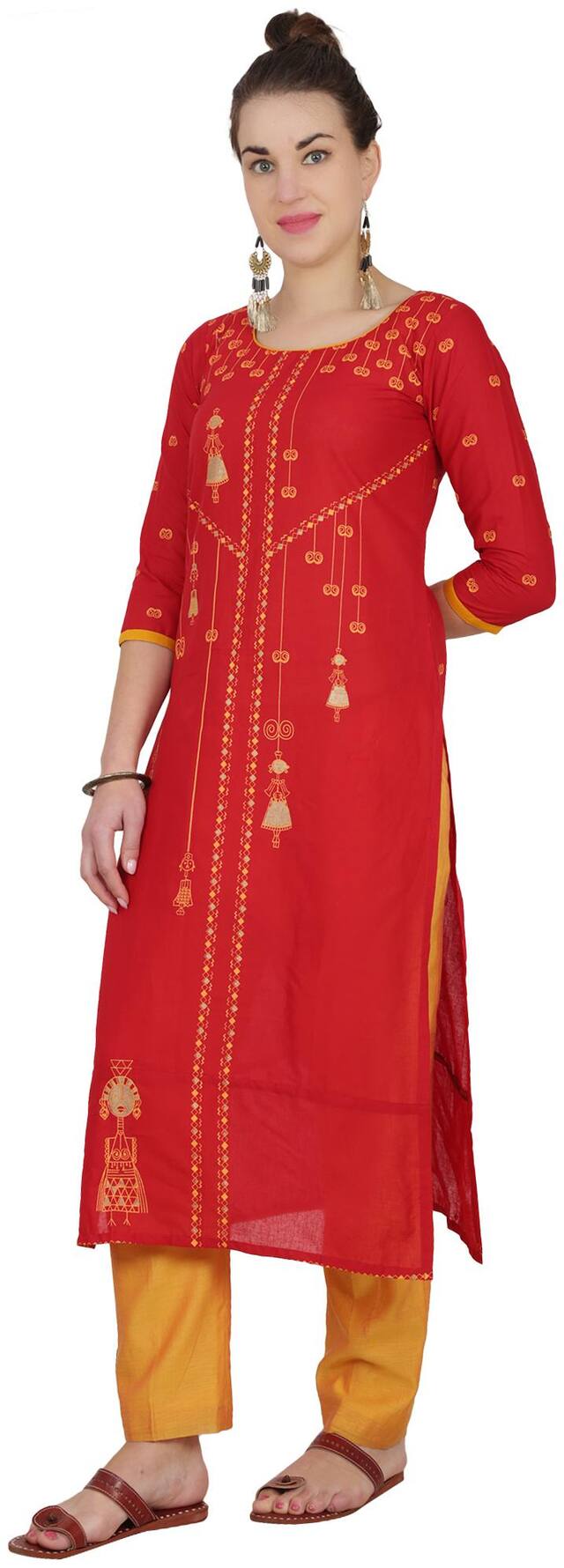 Cheera Women Red Solid Straight Kurta
