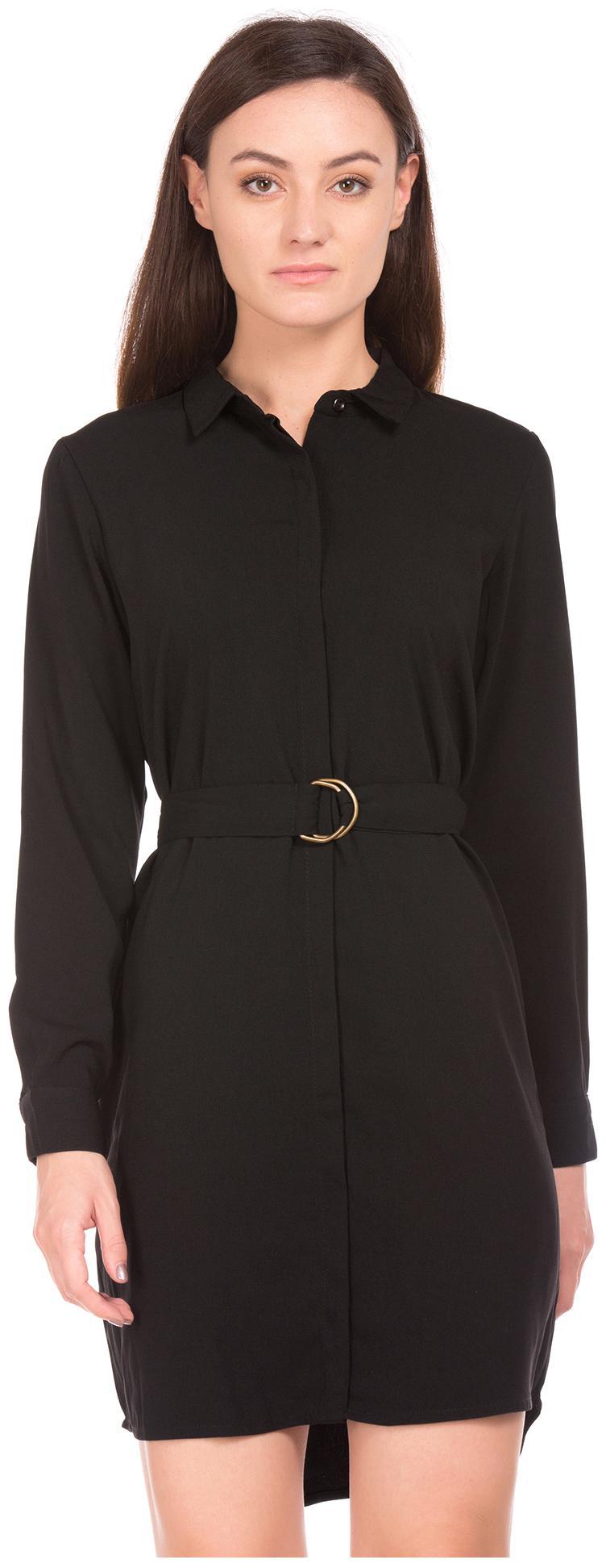 

CHEROKEE Black Solid Shirt dress