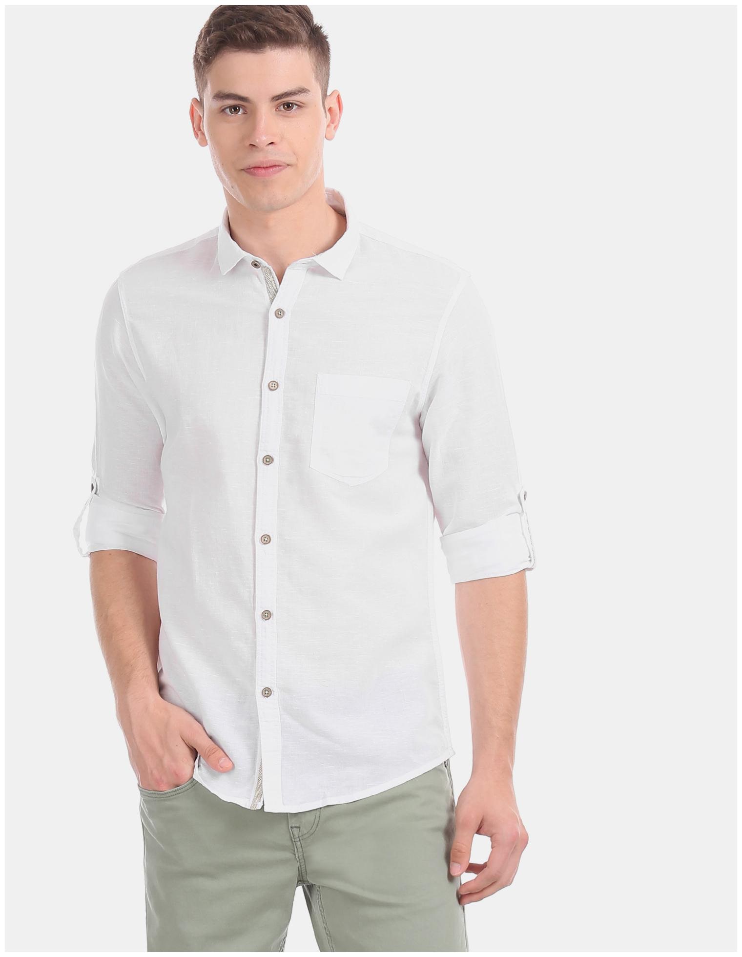 

CHEROKEE Men White Solid Regular Fit Casual Shirt