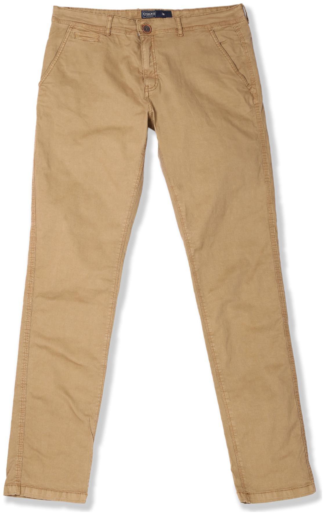 

CHEROKEE Men Brown Solid Slim fit Regular trousers