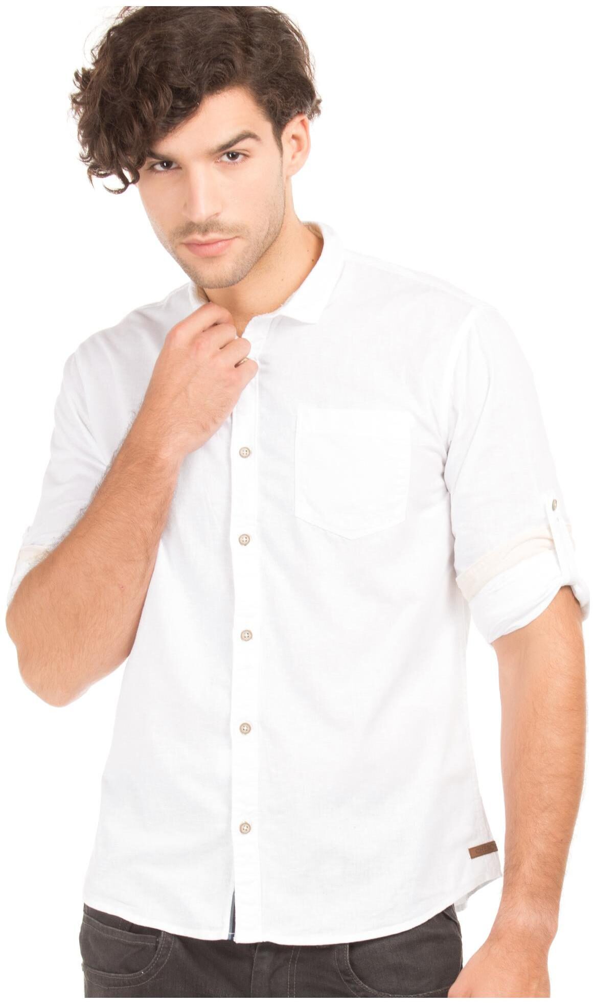 

CHEROKEE Men White Solid Slim Fit Casual Shirt