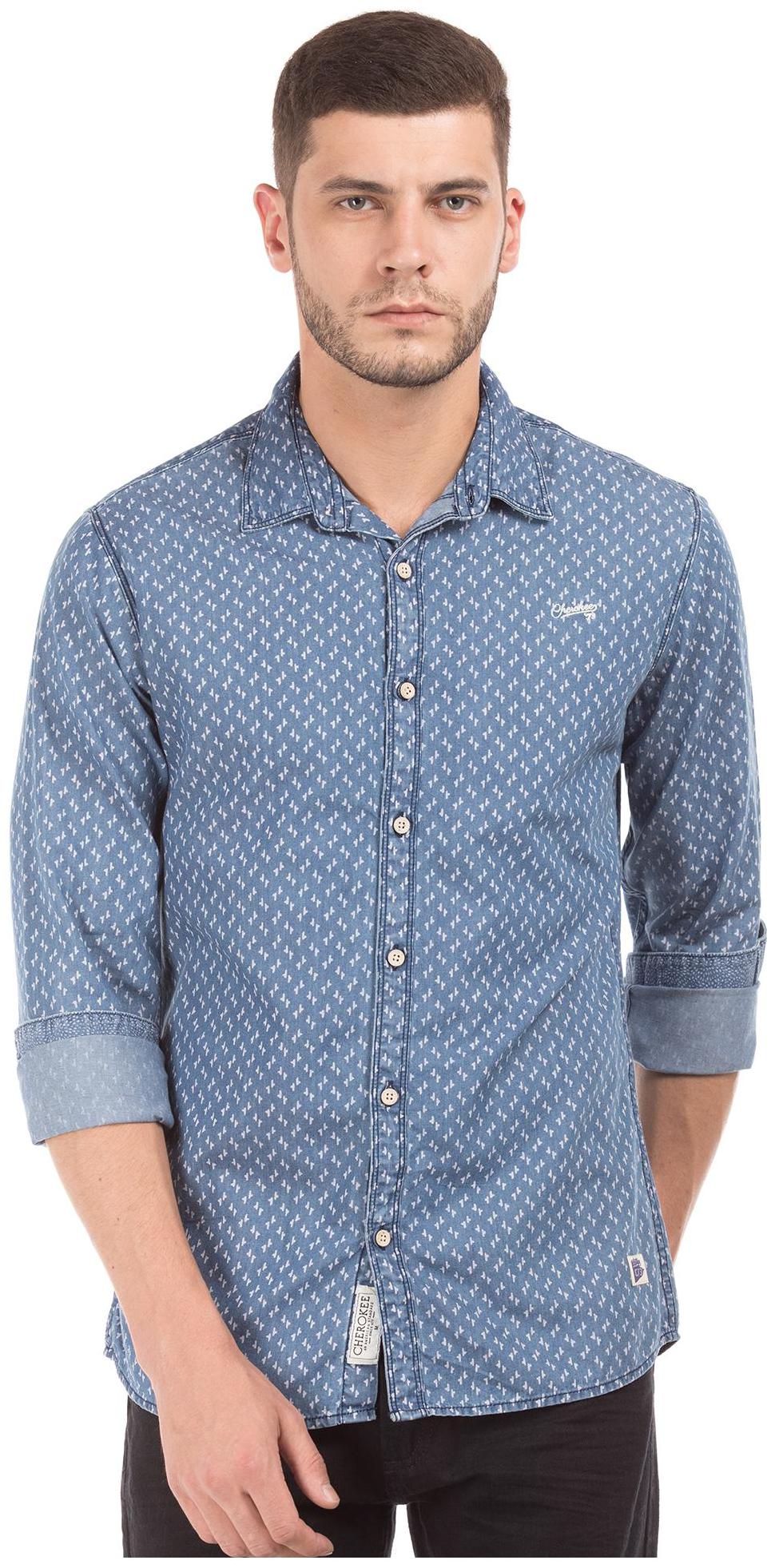 

CHEROKEE Men Blue Printed Slim Fit Casual Shirt