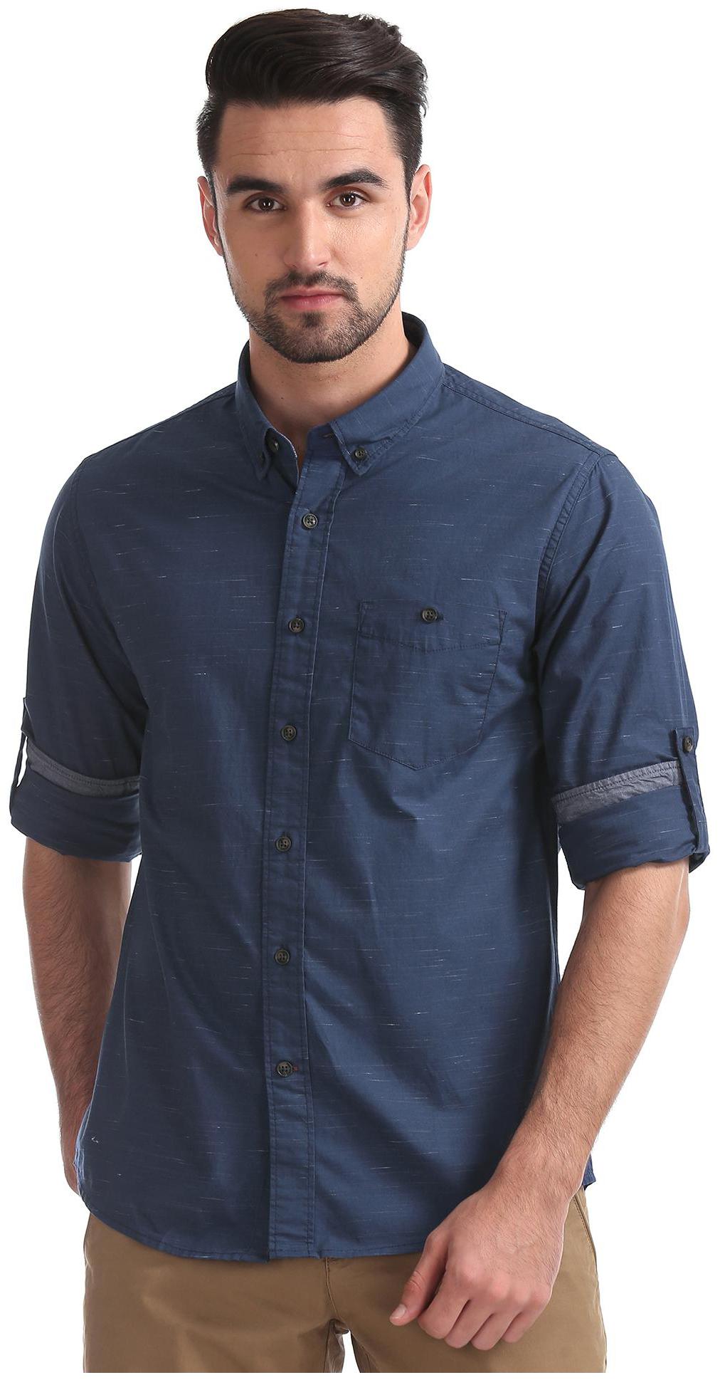 

CHEROKEE Men Blue Solid Regular Fit Casual Shirt