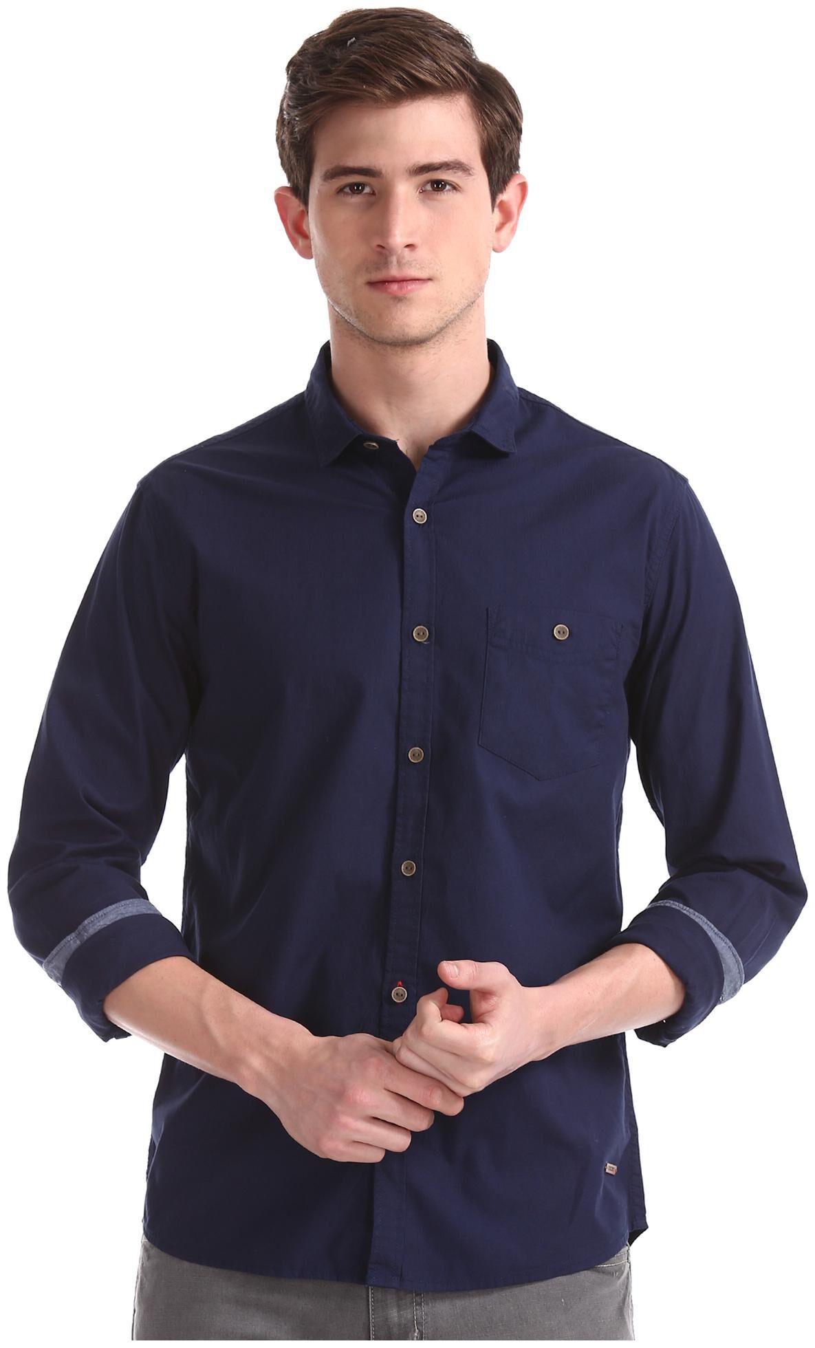 

CHEROKEE Men Blue Solid Regular Fit Casual Shirt