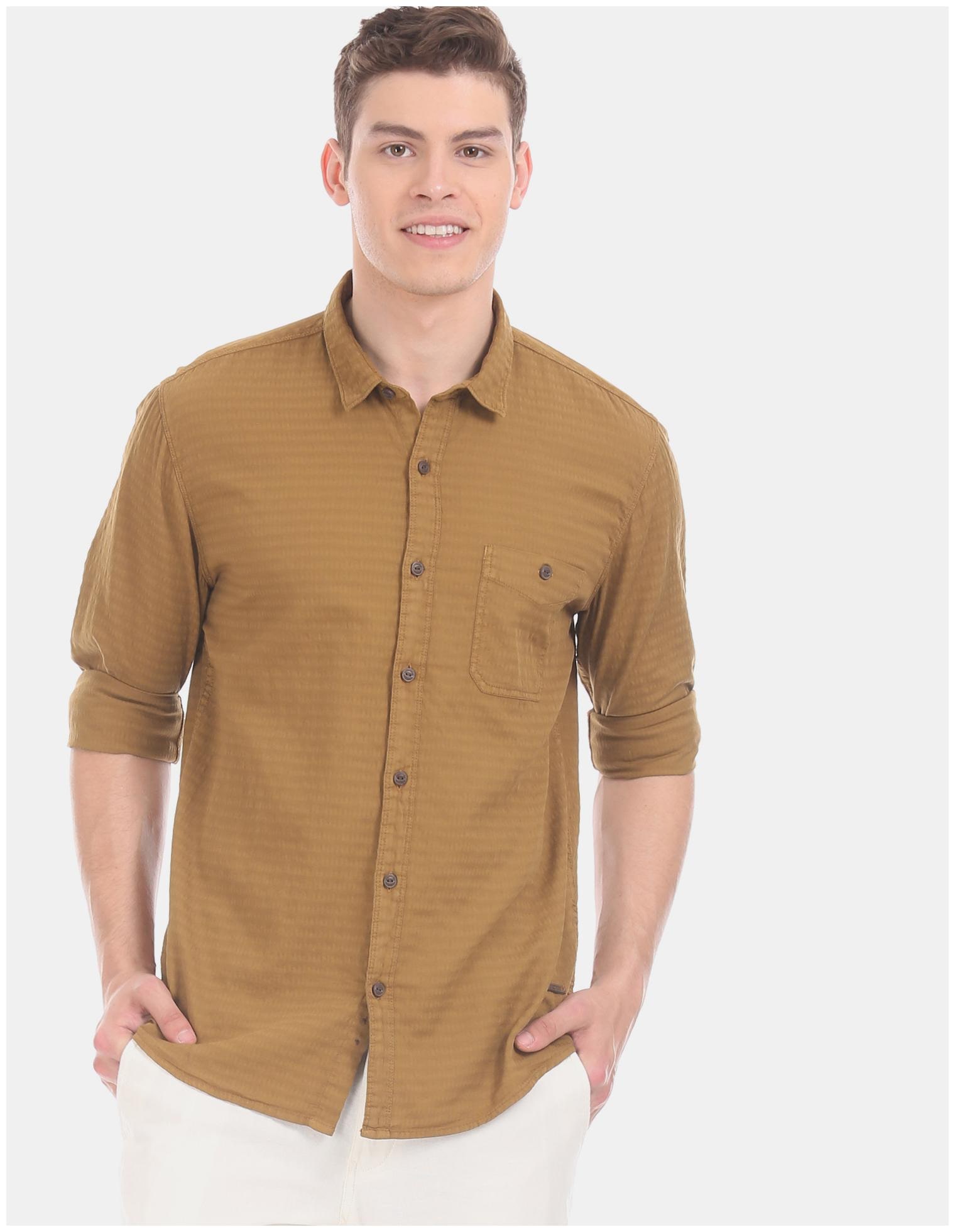 

CHEROKEE Men Brown Solid Regular Fit Casual Shirt