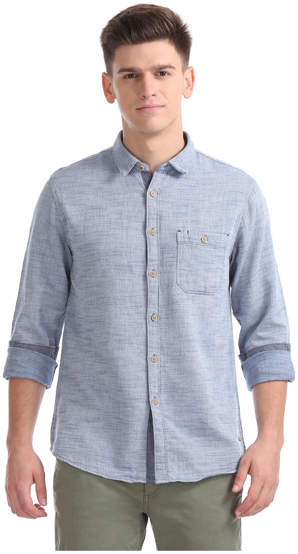

CHEROKEE Men Blue Solid Regular Fit Casual Shirt