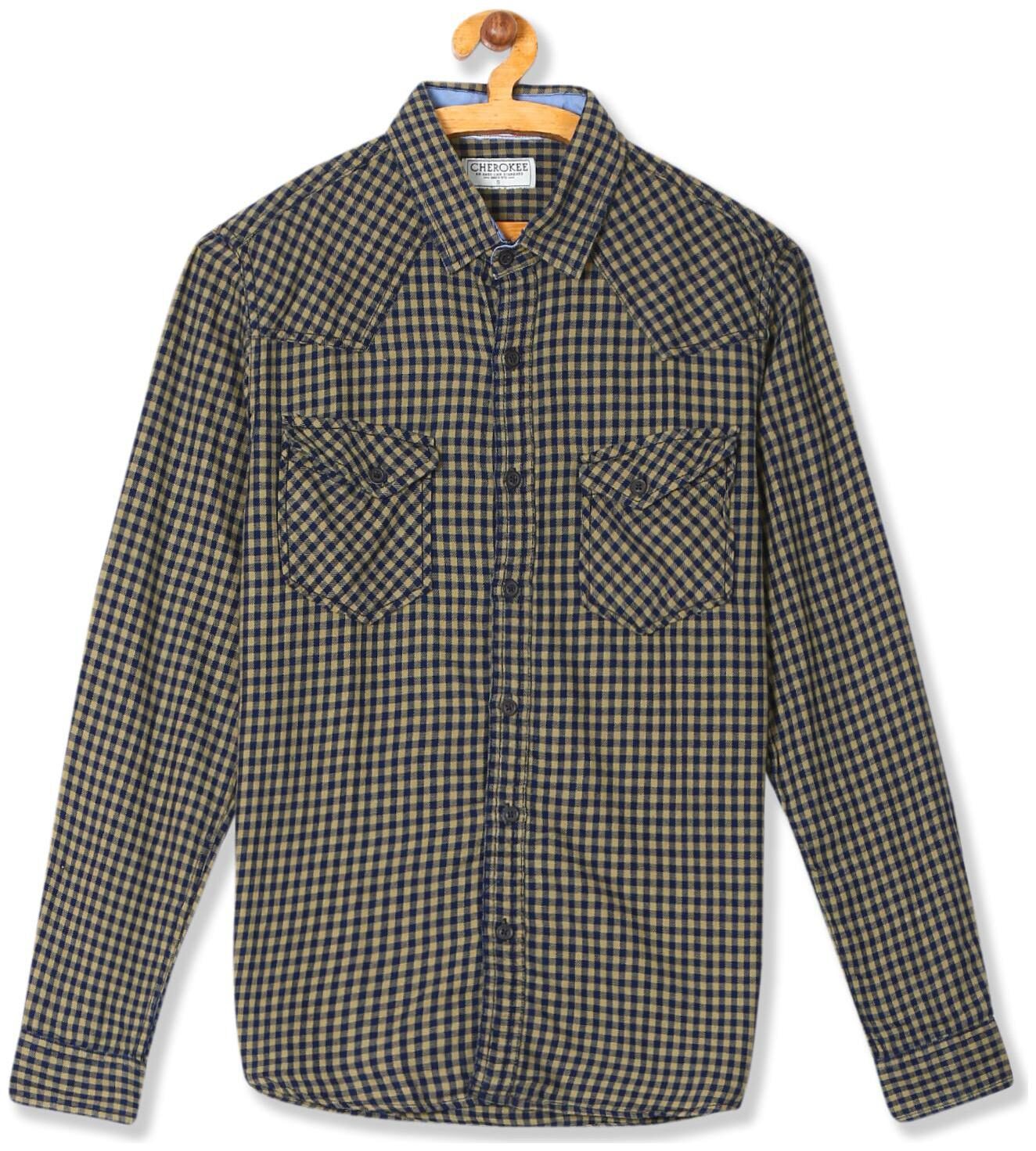 

CHEROKEE Men Yellow Checked Regular Fit Casual Shirt