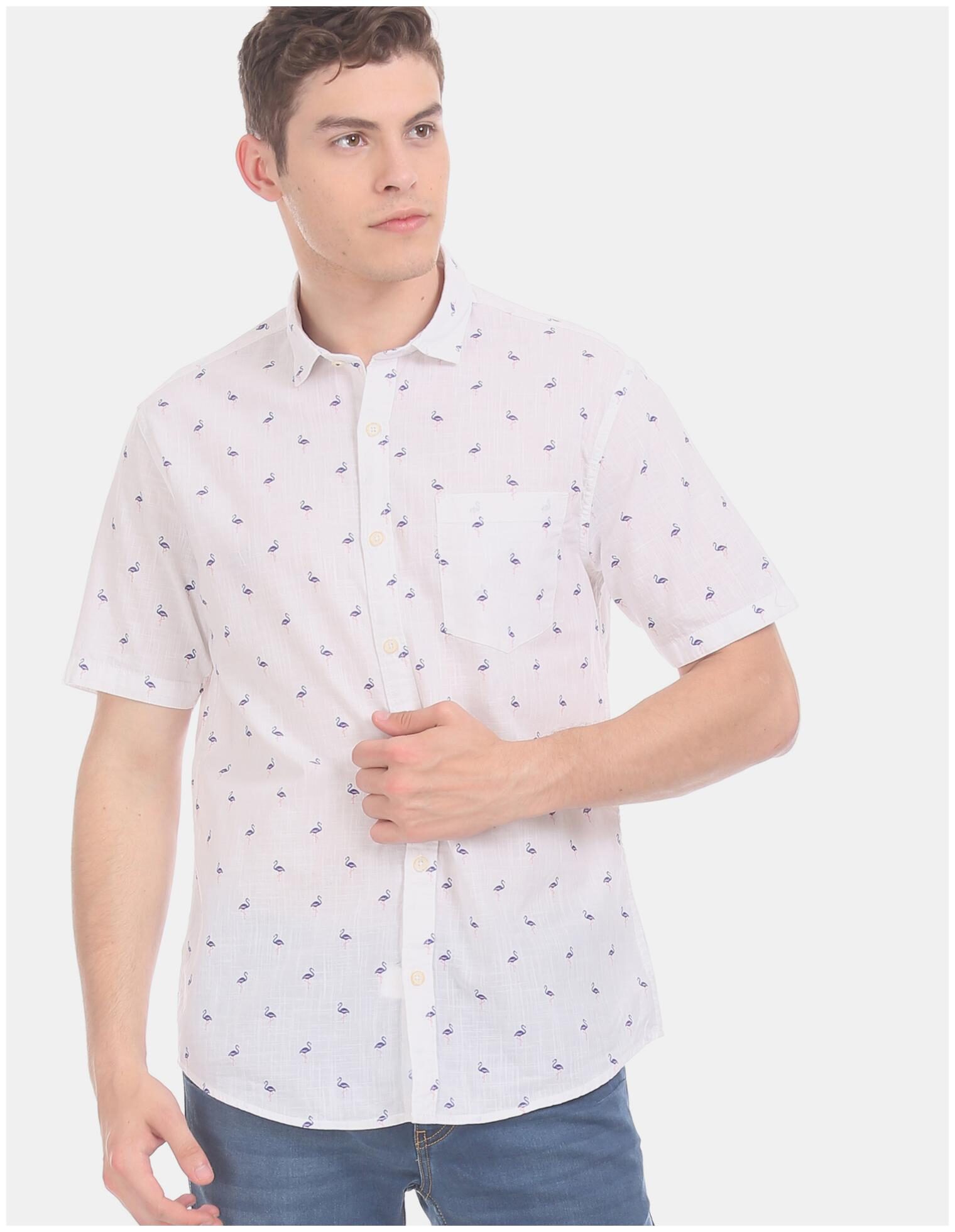 

CHEROKEE Men White Printed Regular Fit Casual Shirt