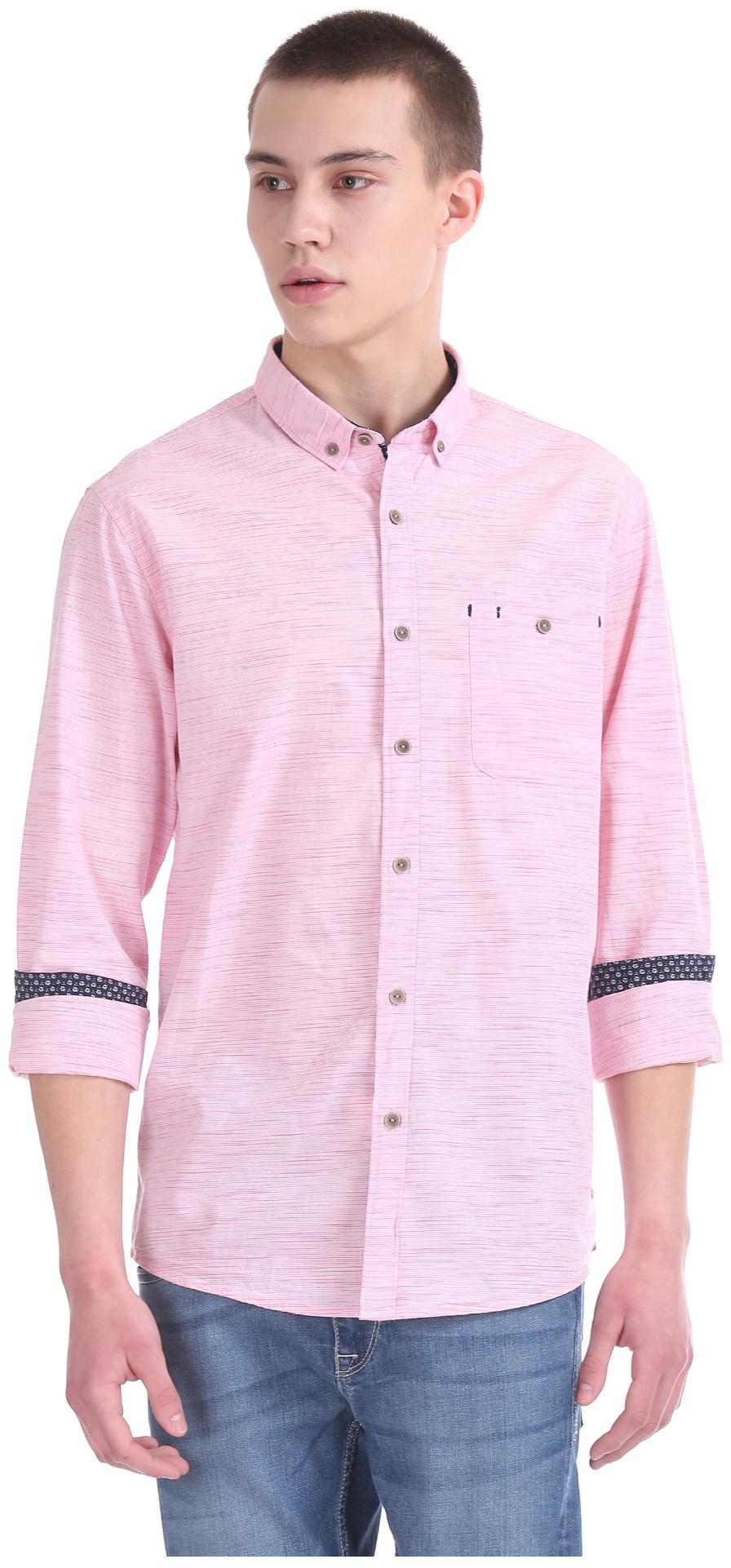 

CHEROKEE Men Pink Horizontal Stripes Regular Fit Casual Shirt