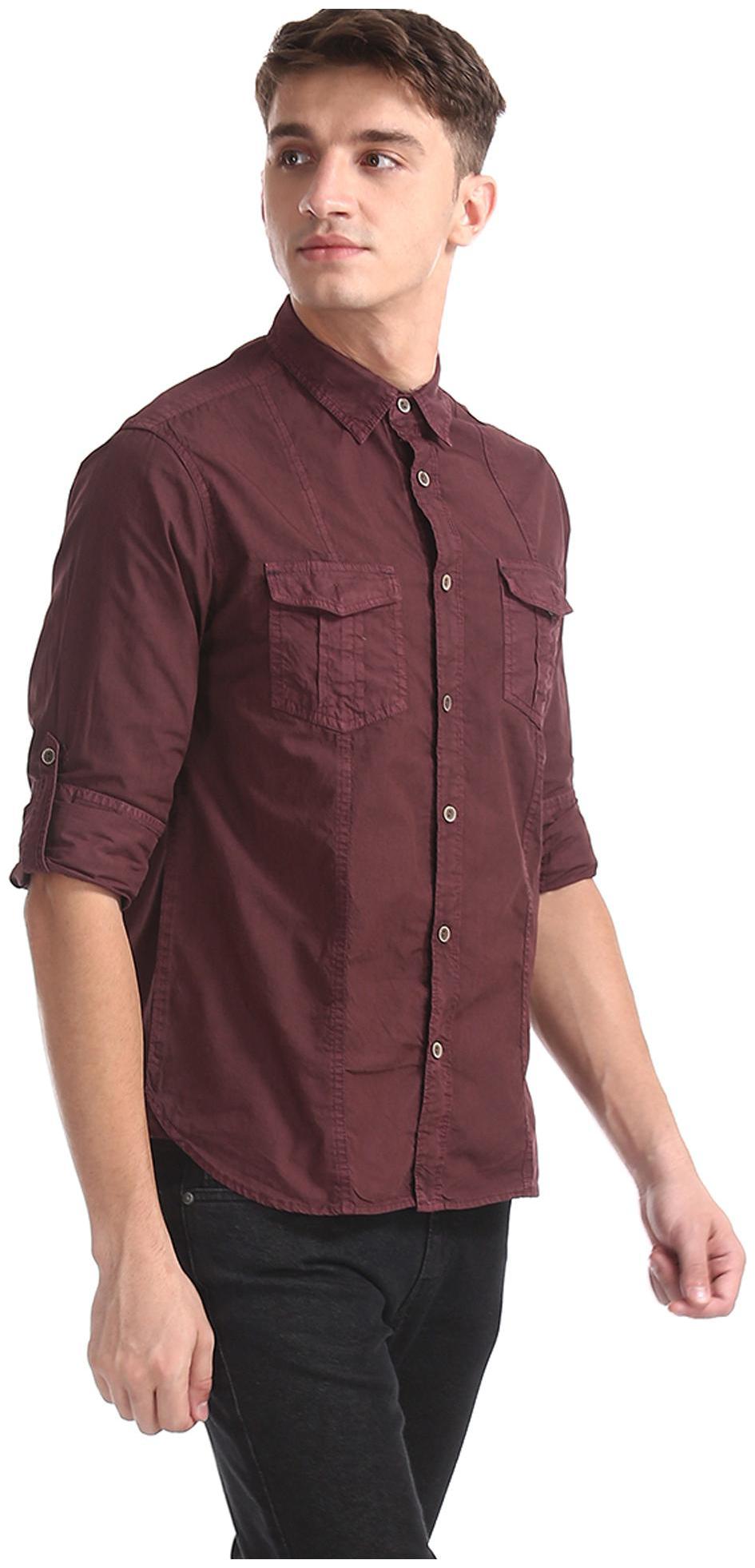 

CHEROKEE Men Red Solid Regular Fit Casual Shirt