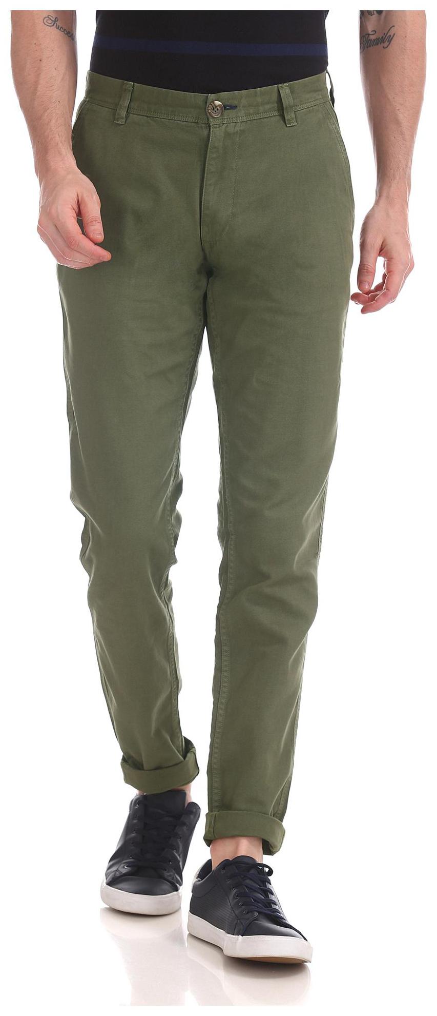 

CHEROKEE Men Green Solid Slim fit Regular trousers