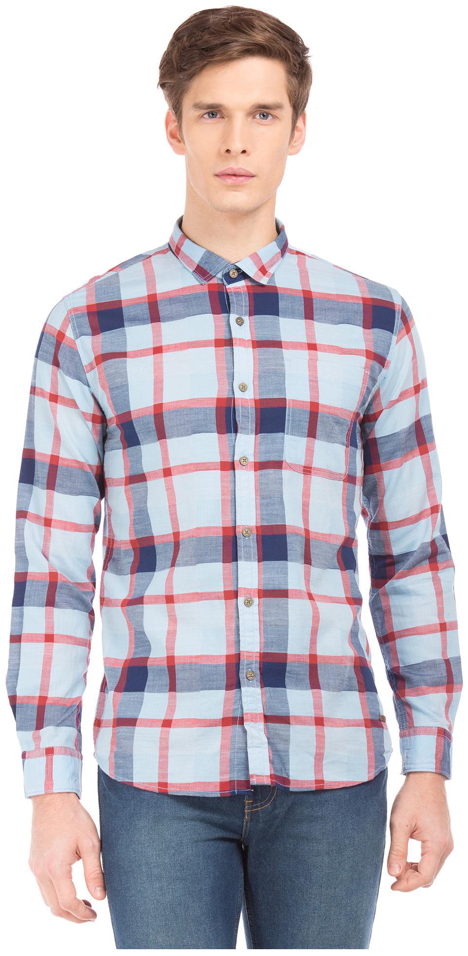 

CHEROKEE Men Blue Checked Regular Fit Casual Shirt