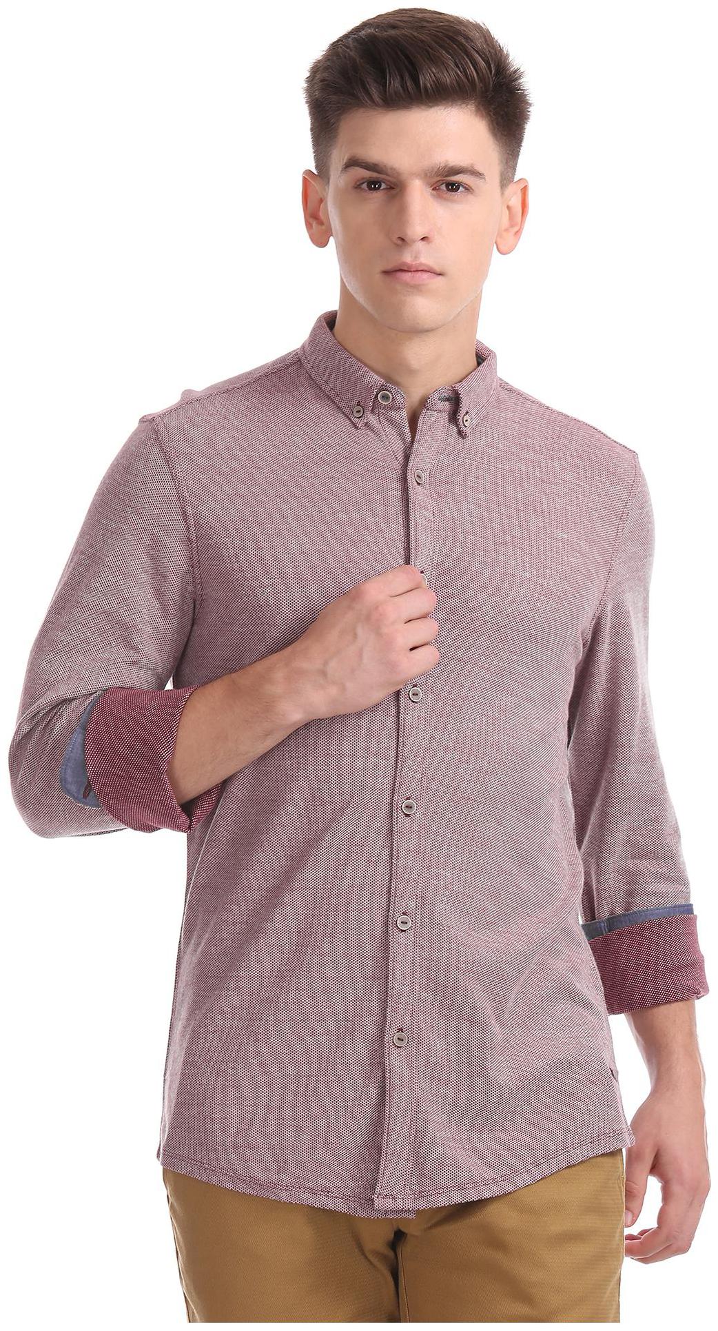 

CHEROKEE Men Red Solid Regular Fit Casual Shirt