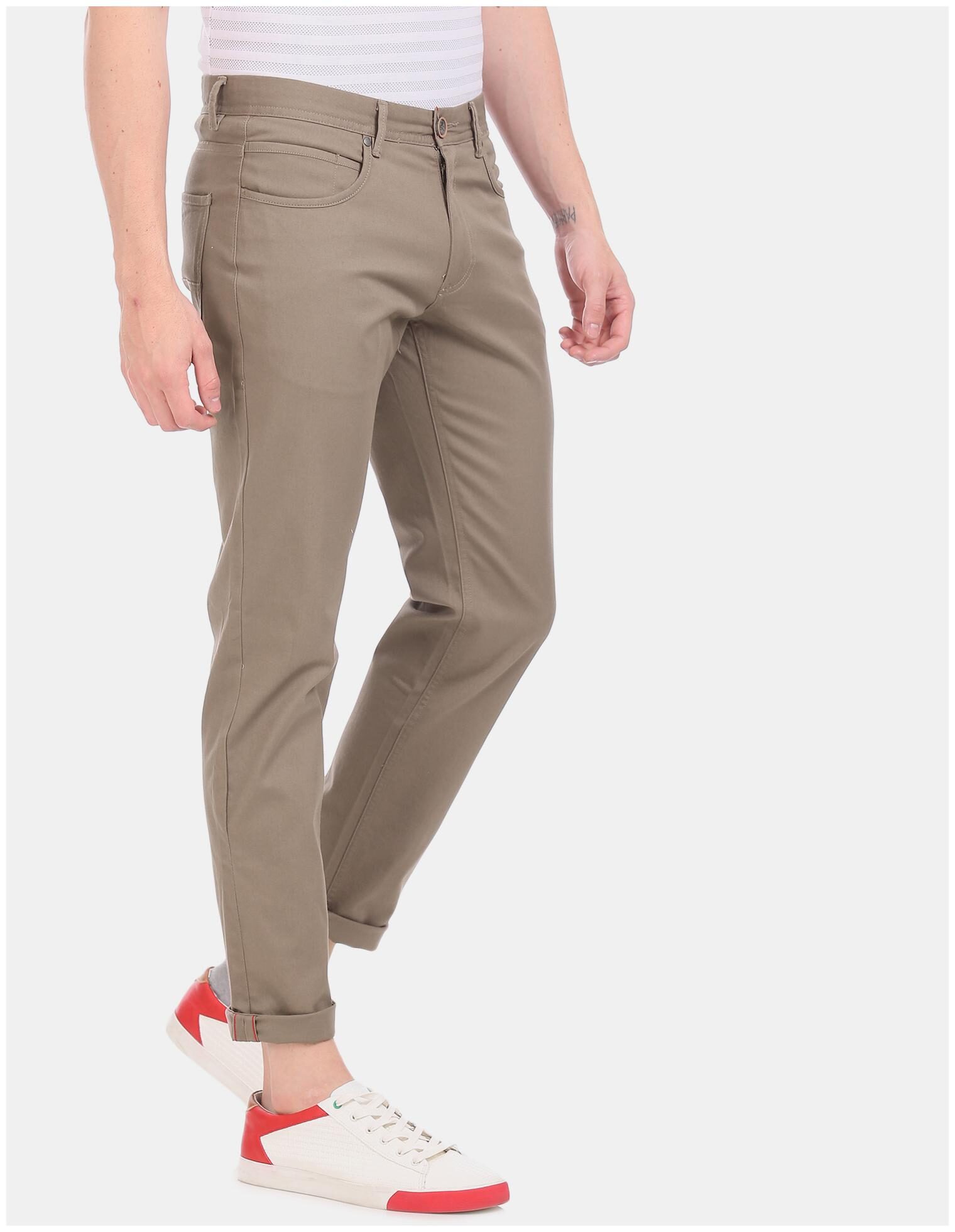 

CHEROKEE Men Brown Solid Slim fit Regular trousers