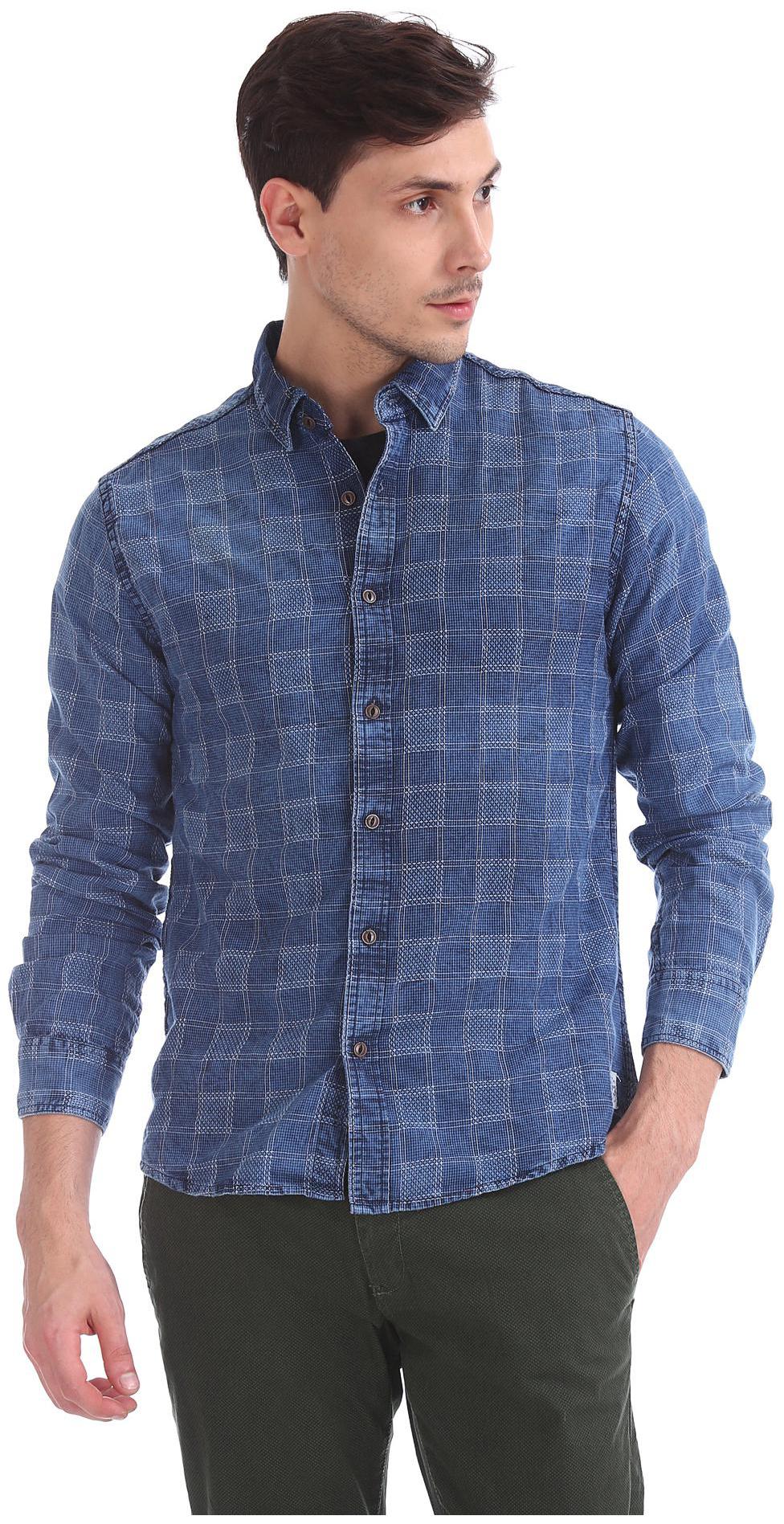 

CHEROKEE Men Blue Checked Slim Fit Casual Shirt