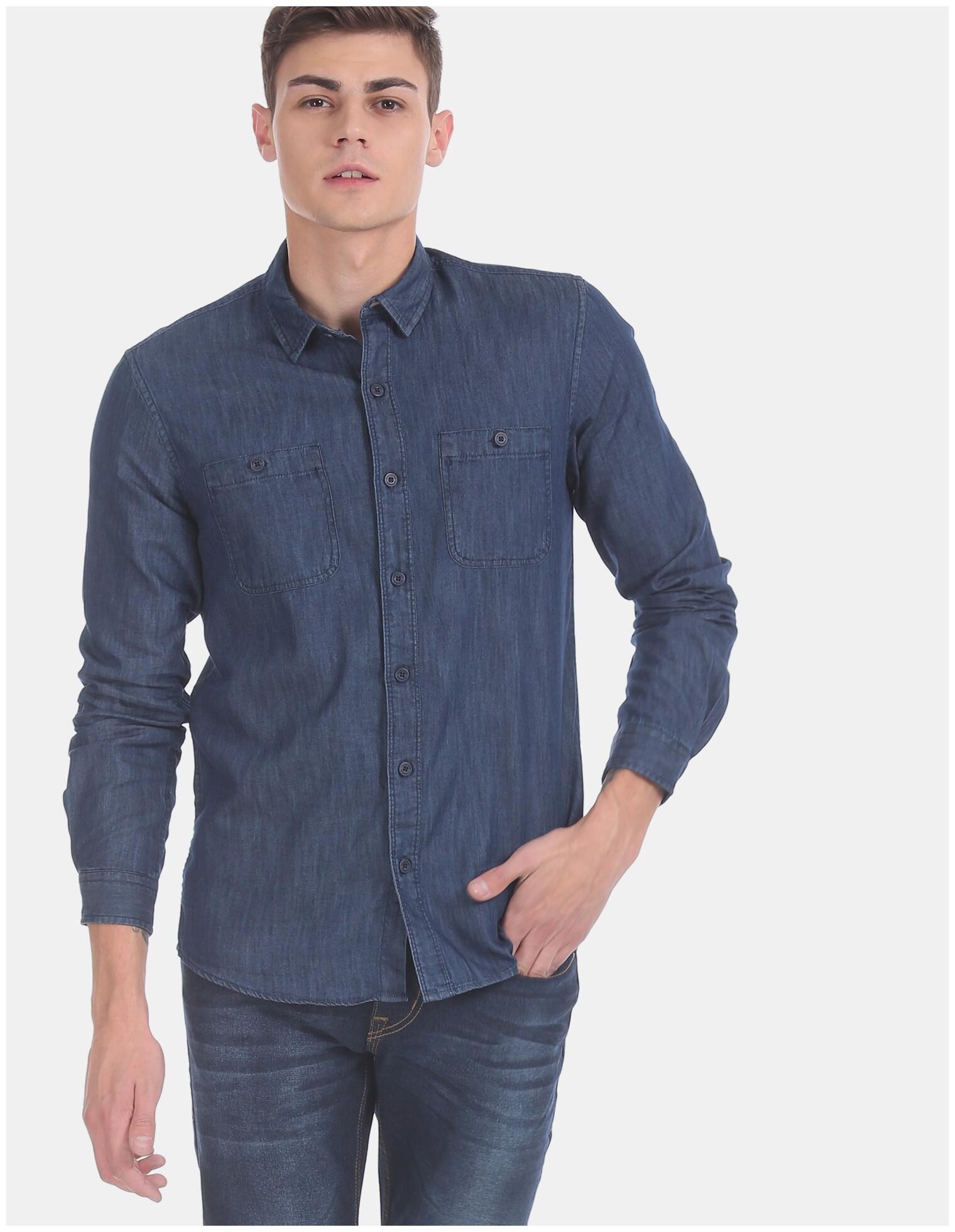 

CHEROKEE Men Blue Solid Regular Fit Casual Shirt