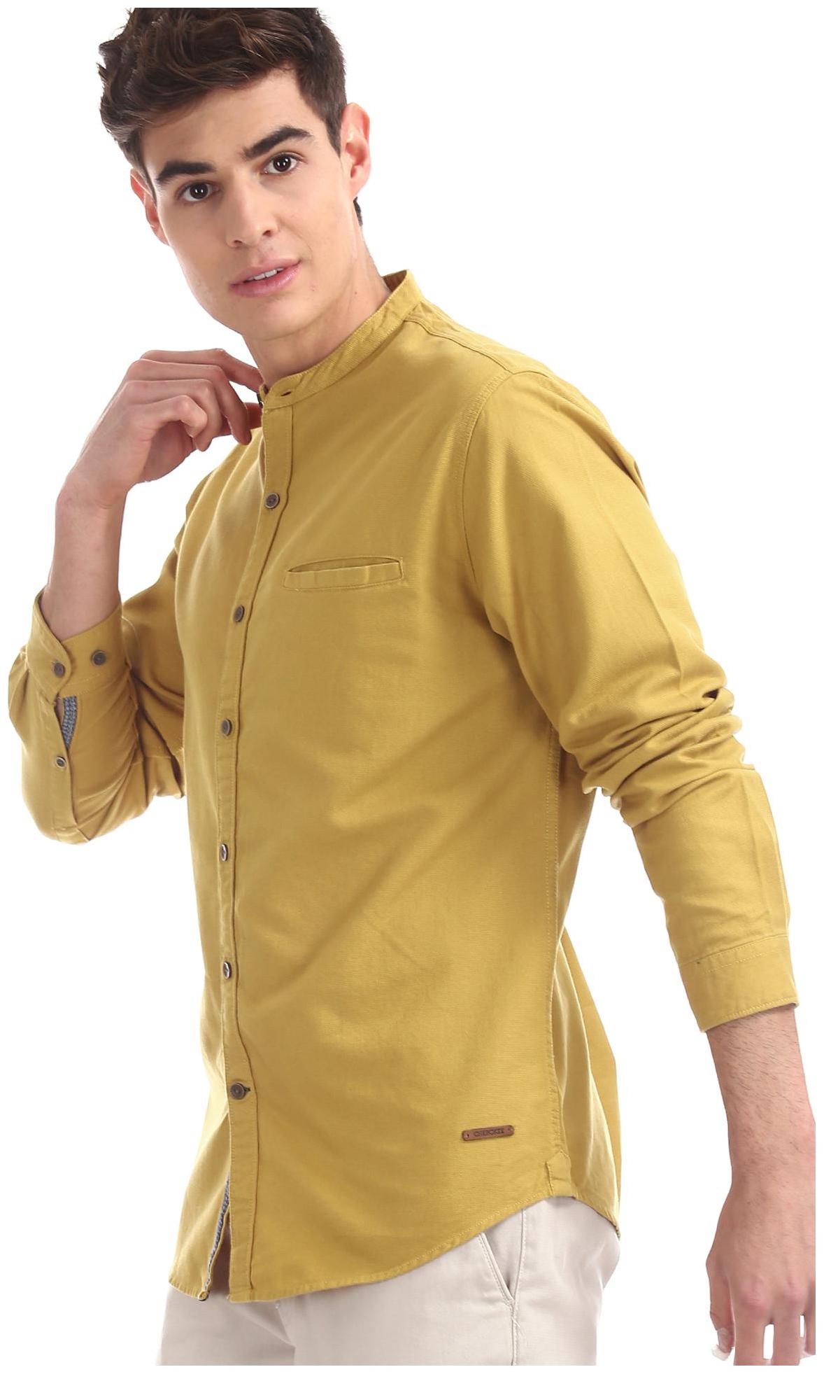 

CHEROKEE Men Yellow Weaved Regular Fit Casual Shirt