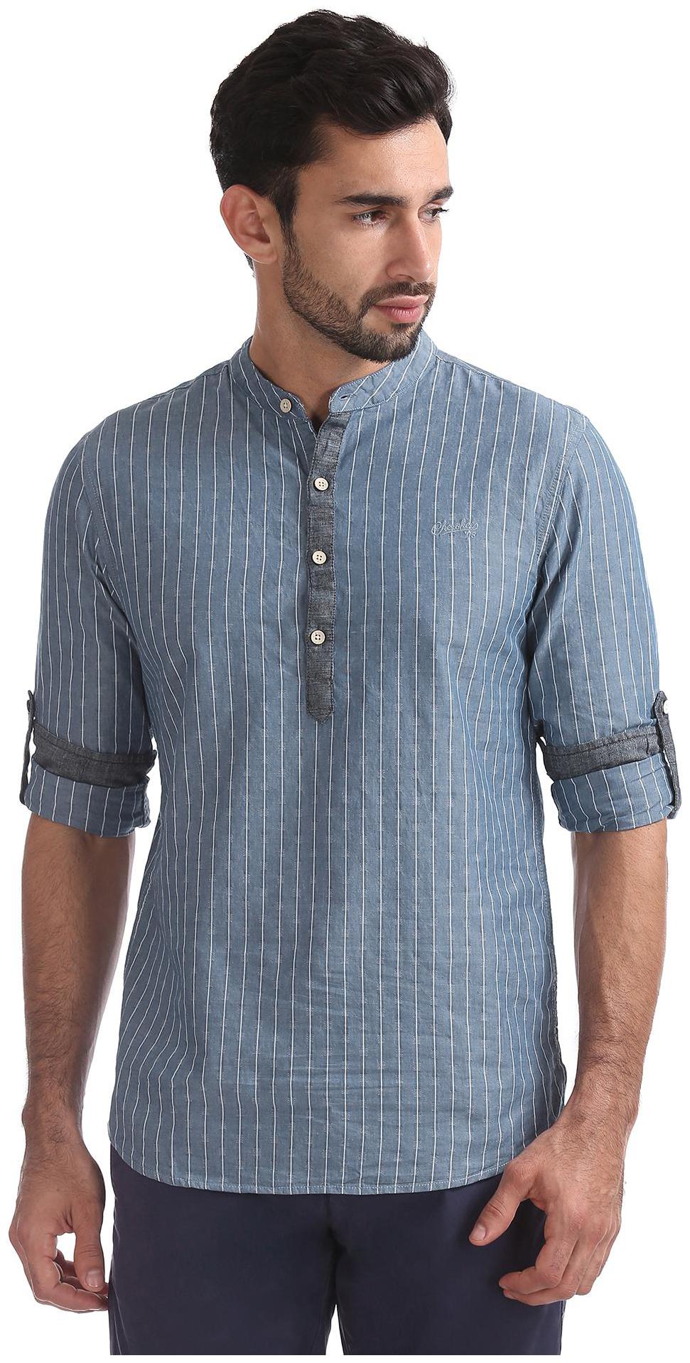 

CHEROKEE Men Blue Vertical Stripes Regular Fit Casual Shirt