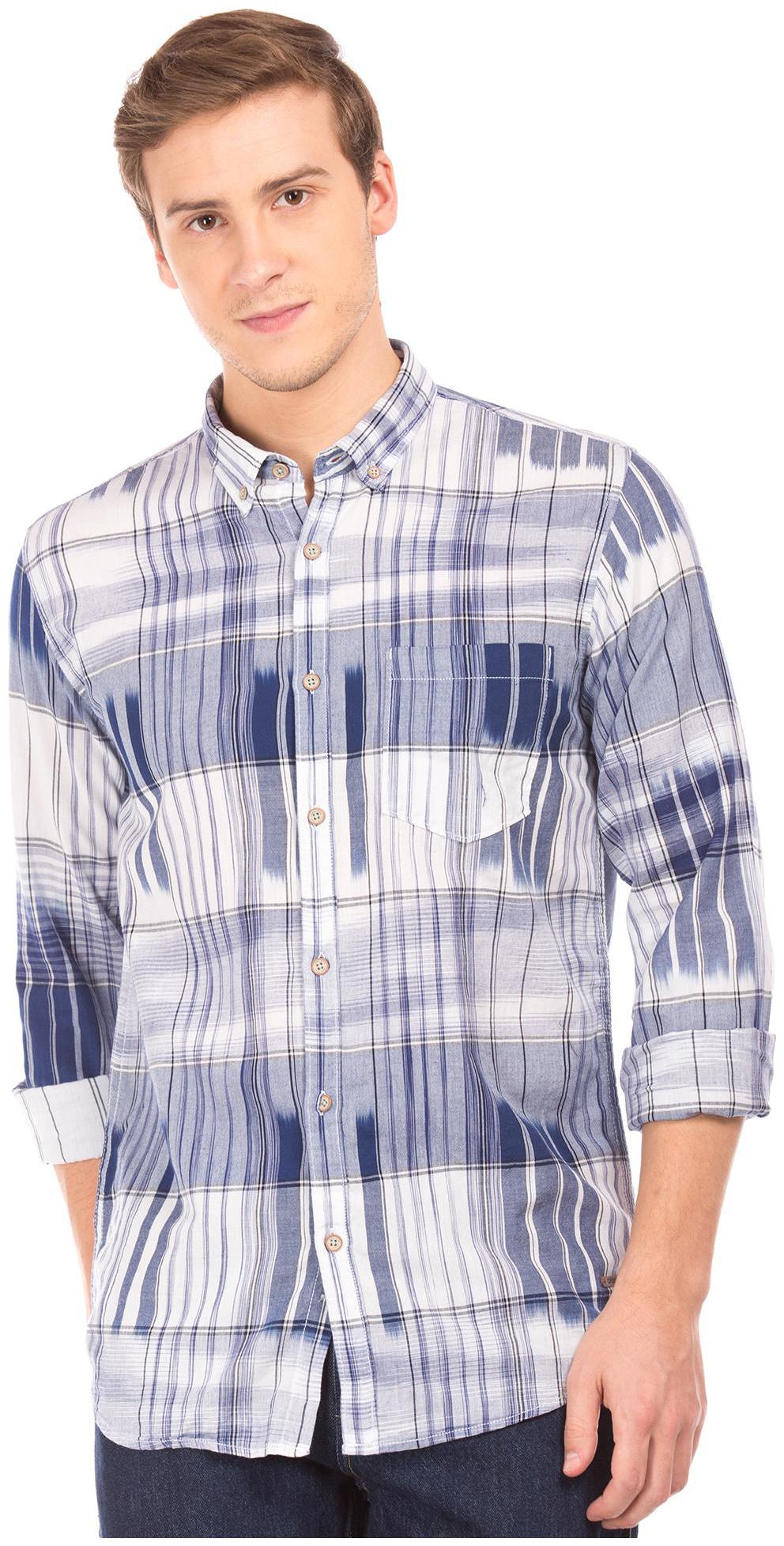 

CHEROKEE Men Blue Checked Regular Fit Casual Shirt