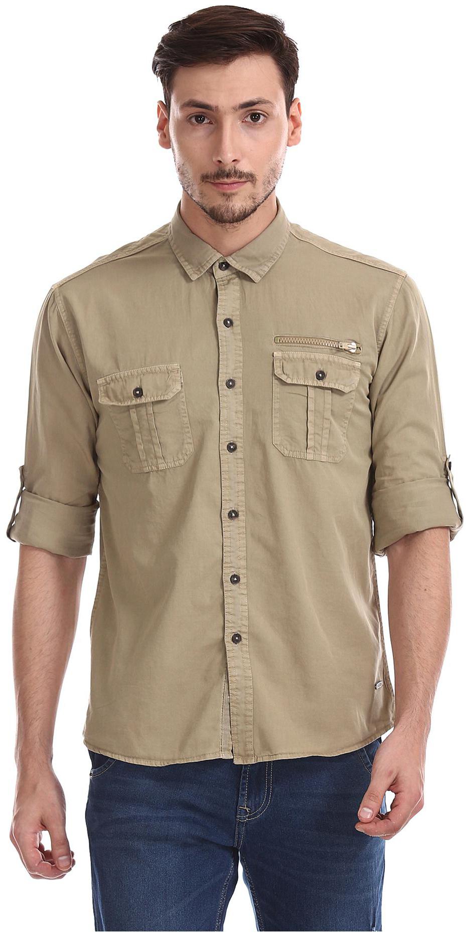 

CHEROKEE Men Brown Solid Regular Fit Casual Shirt