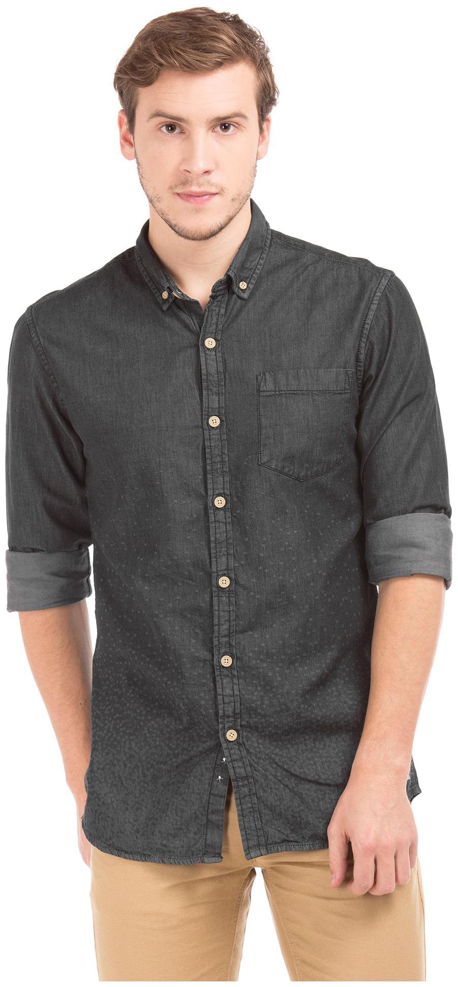 

CHEROKEE Men Black Faded Regular Fit Casual Shirt
