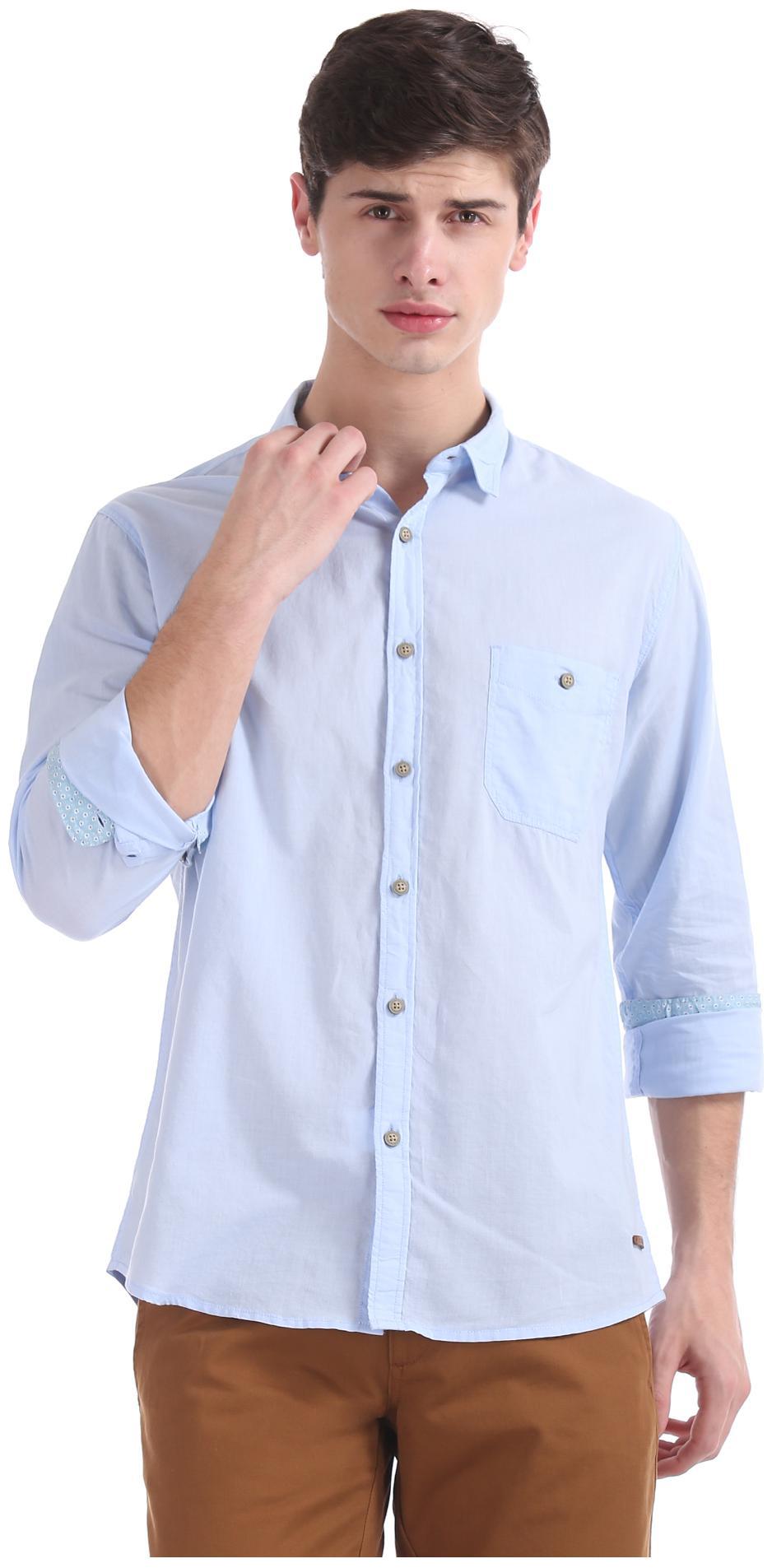 

CHEROKEE Men Blue Solid Regular Fit Casual Shirt
