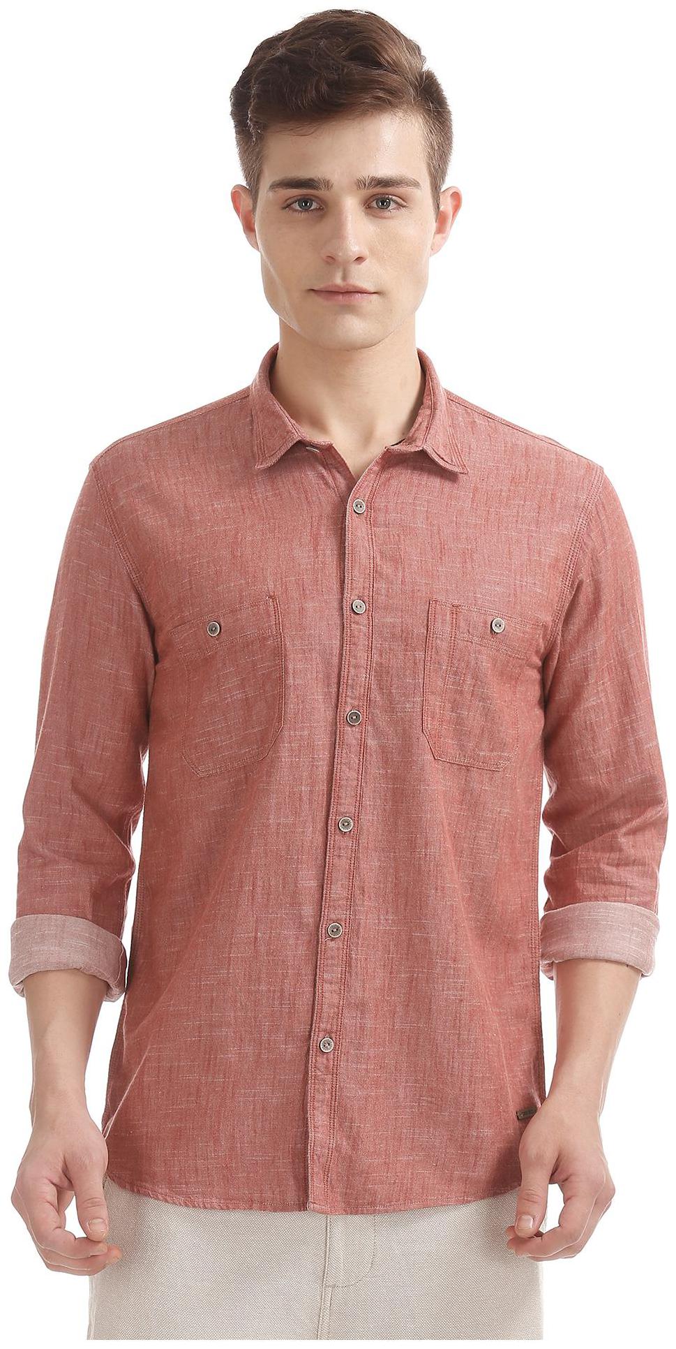 

CHEROKEE Men Red Solid Regular Fit Casual Shirt